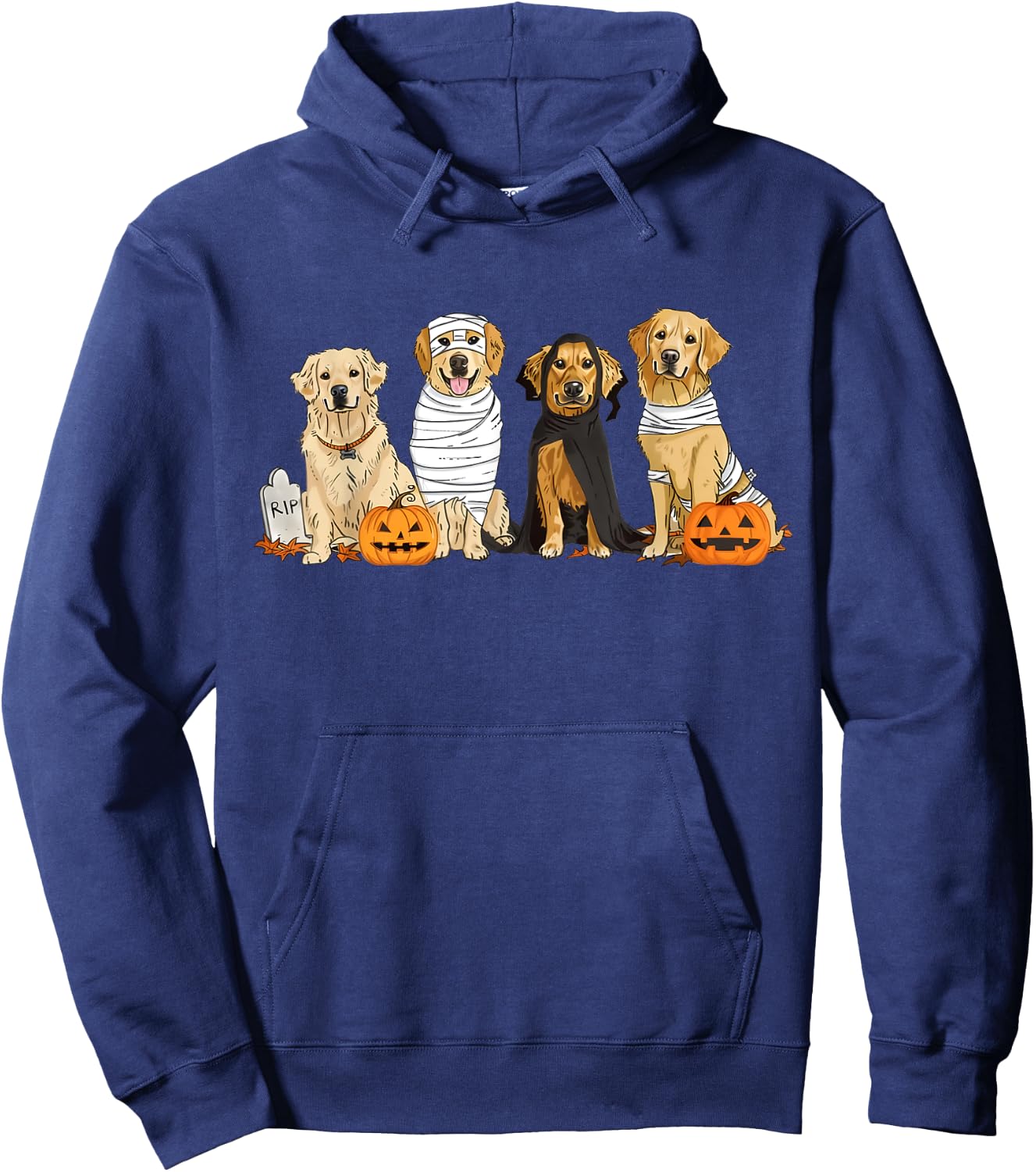 Golden Retriever Ghost Dog Halloween Golden Retriever Witch Men Women Hoodie - Hoodie | Navy