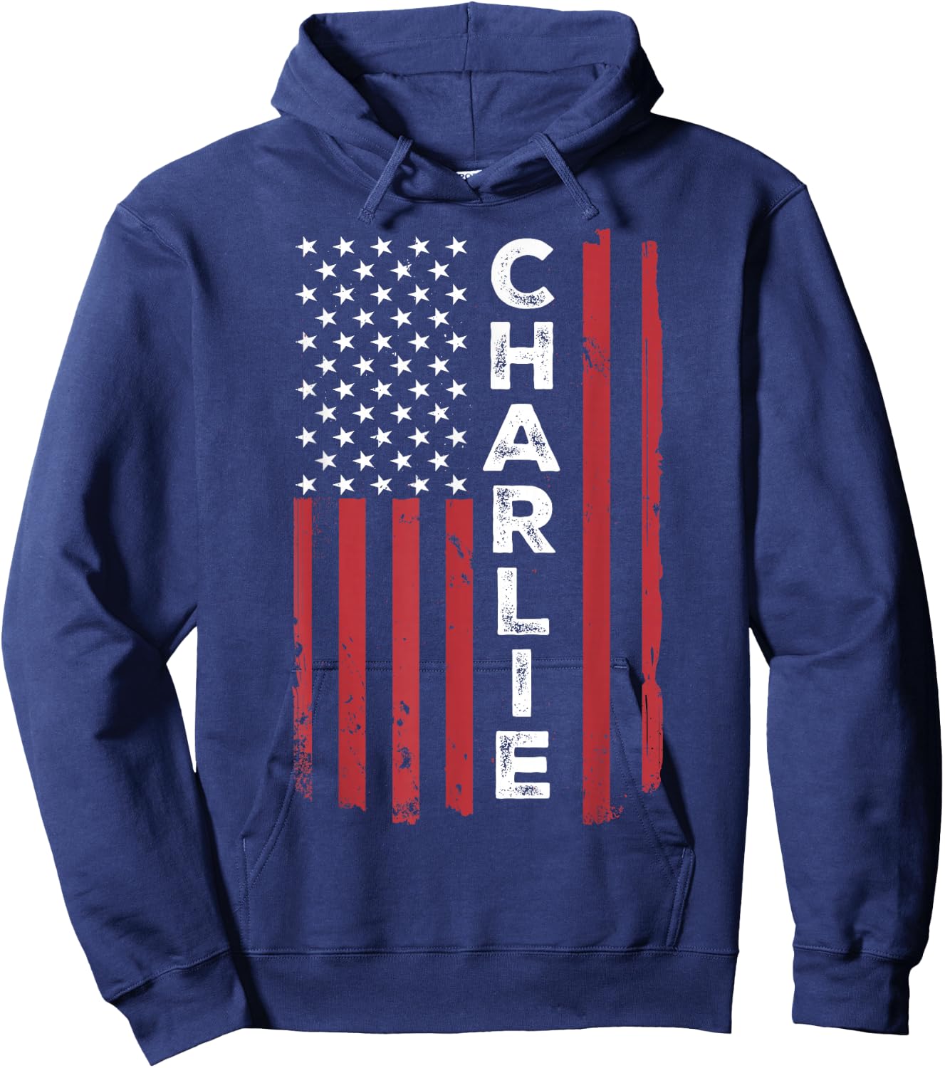 Charlie USA Flag American Flag Patriotic Hoodie - Hoodie | Navy