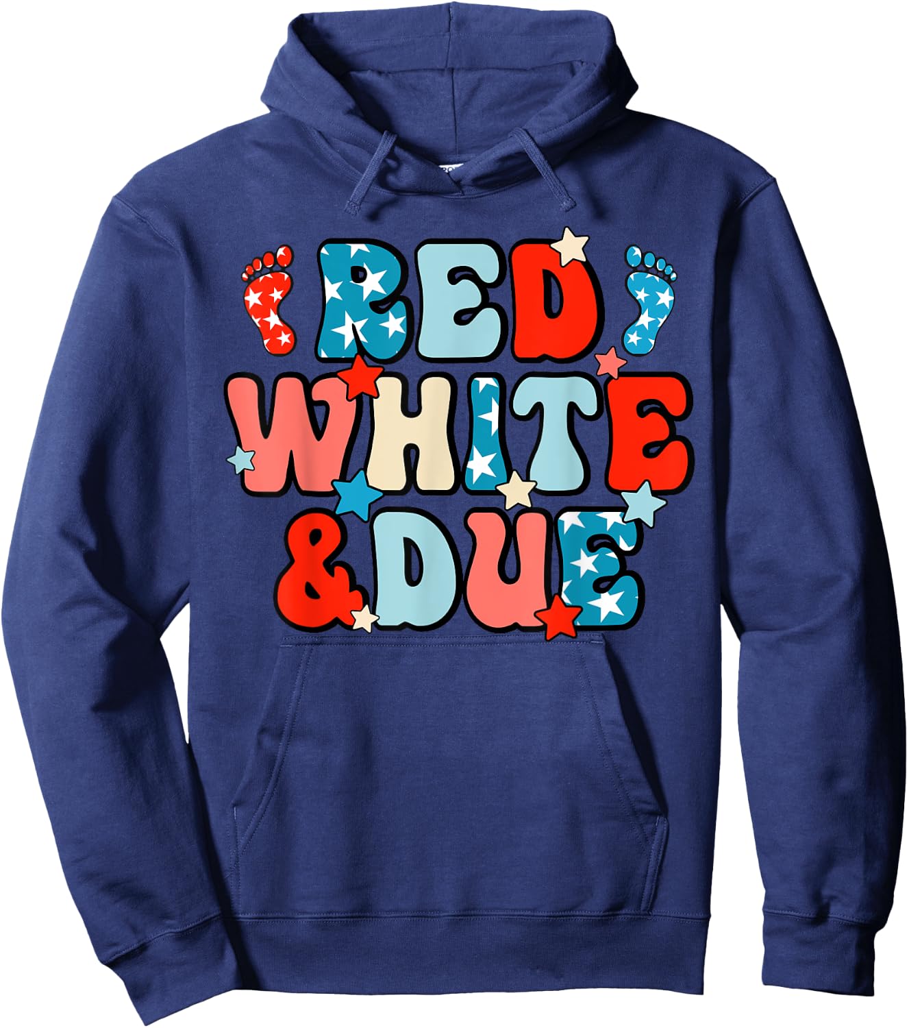Red White And Due Pregnancy Announcement 4th Of July Hoodie - Hoodie | Navy