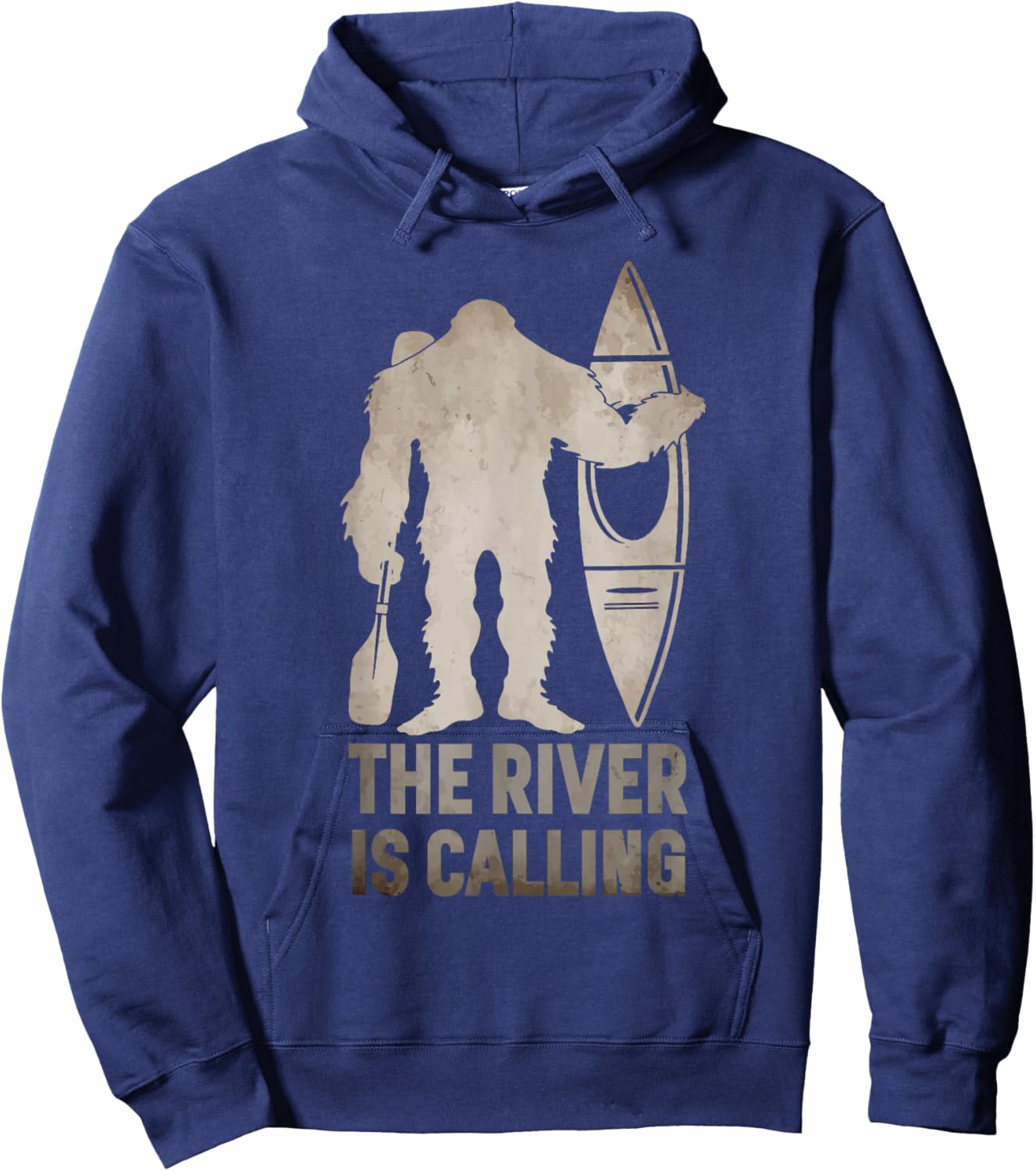 Bigfoot River Kayak | Sasquatch Camping Canoe Gift Hoodie - Hoodie | Navy