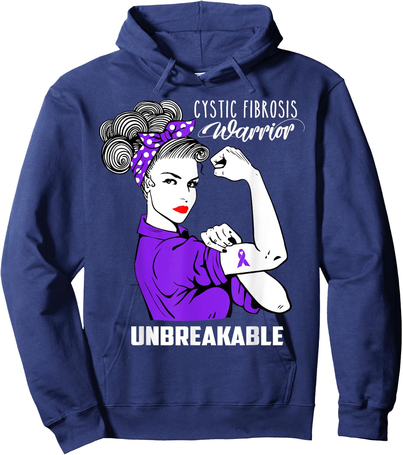 Cystic Fibrosis Warrior Unbreakable Shirt Awareness Gift Hoodie - Hoodie | Navy