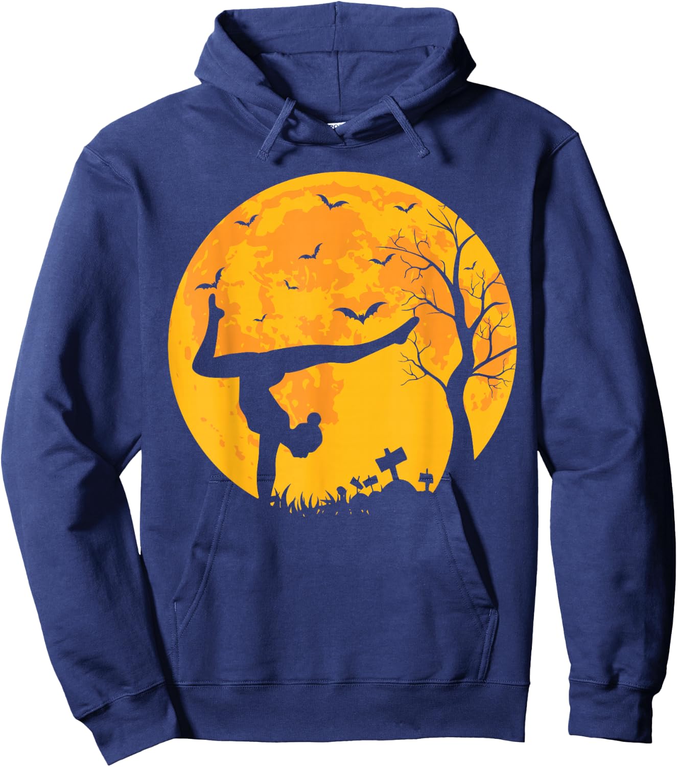 Gymnastics Athlete And Moon Silhouette Funny Halloween Hoodie - Hoodie | Navy