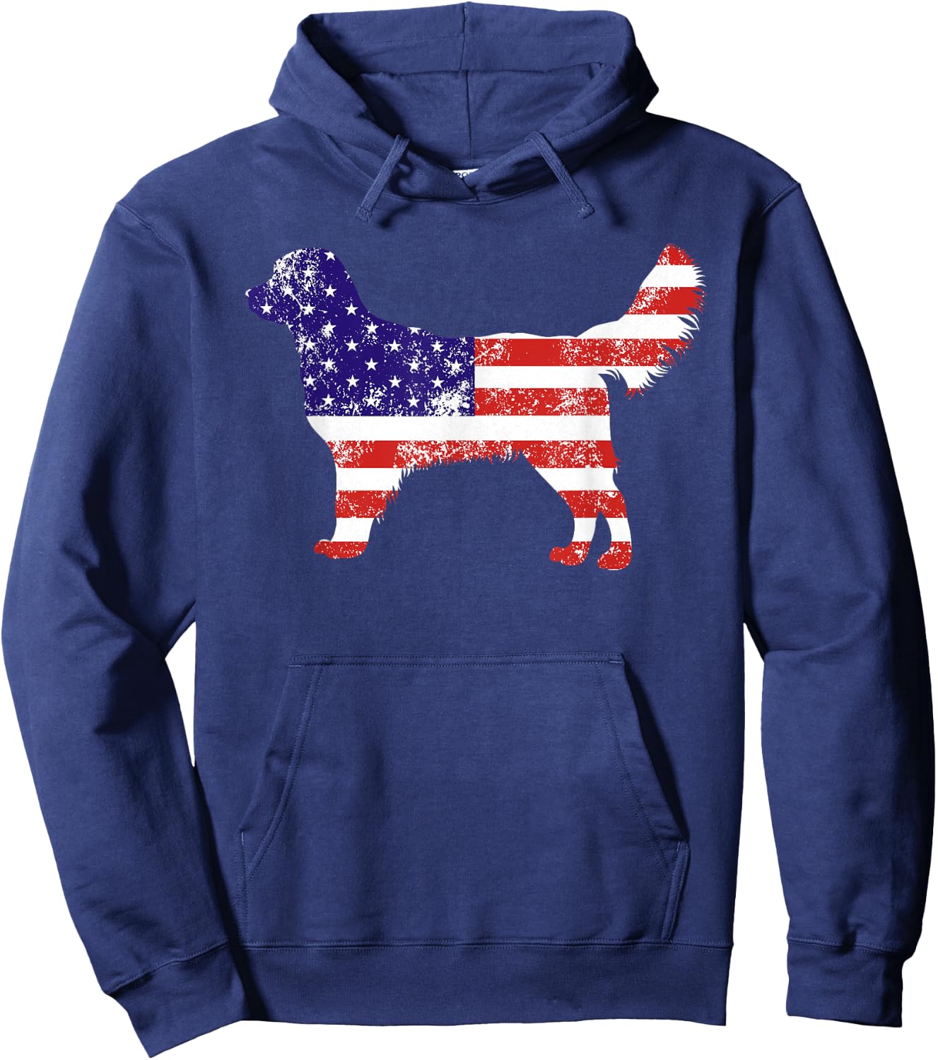 American Flag Golden Dog Retriever USA Retro 4th Of July Women Kids Men Hoodie - Hoodie | Navy