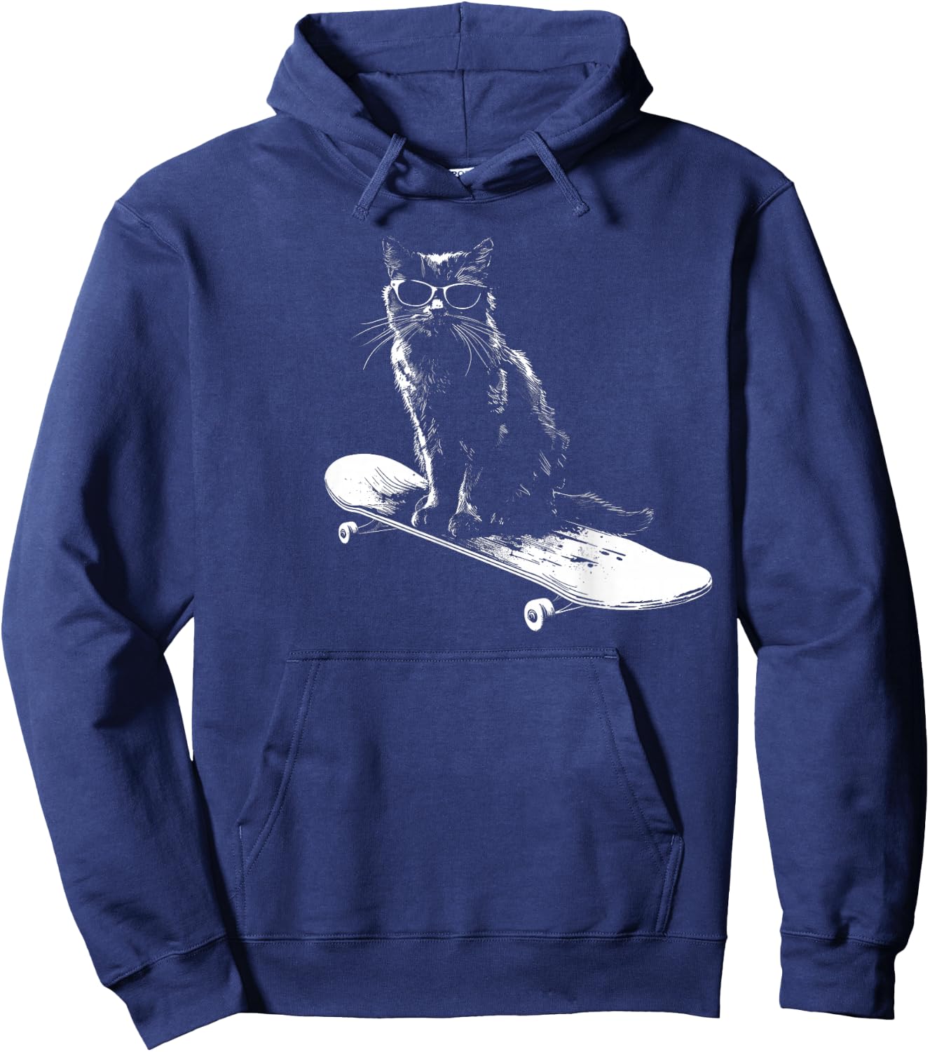 Cool Skateboarding Cat with Sunglasses Women Kids Hoodie - Hoodie | Navy