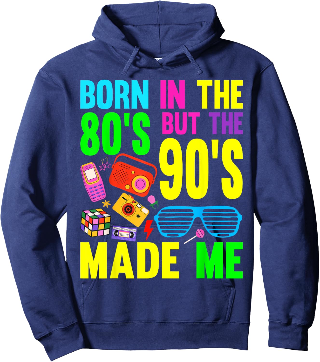Born in the 80s but 90s Made Me Vintage Cassette Hoodie - Hoodie | Navy
