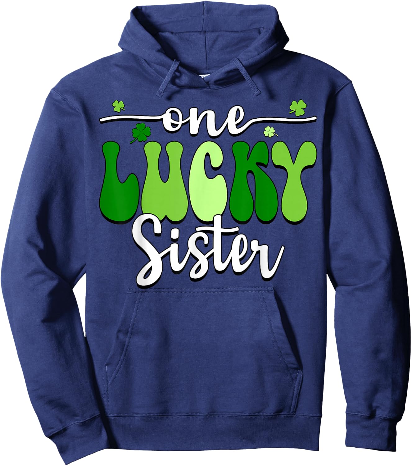 One Lucky Sister Groovy Retro Sister St Patrick's Day Hoodie - Hoodie | Navy