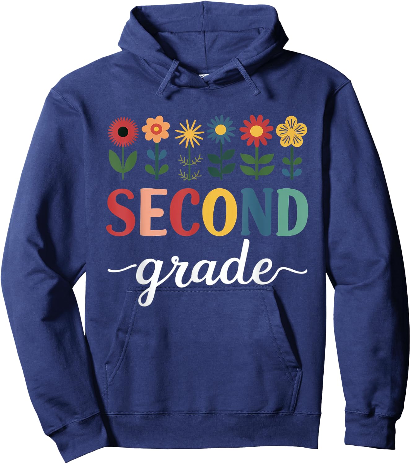 2nd Grade Wildflower Floral Back To School Hoodie - Hoodie | Navy
