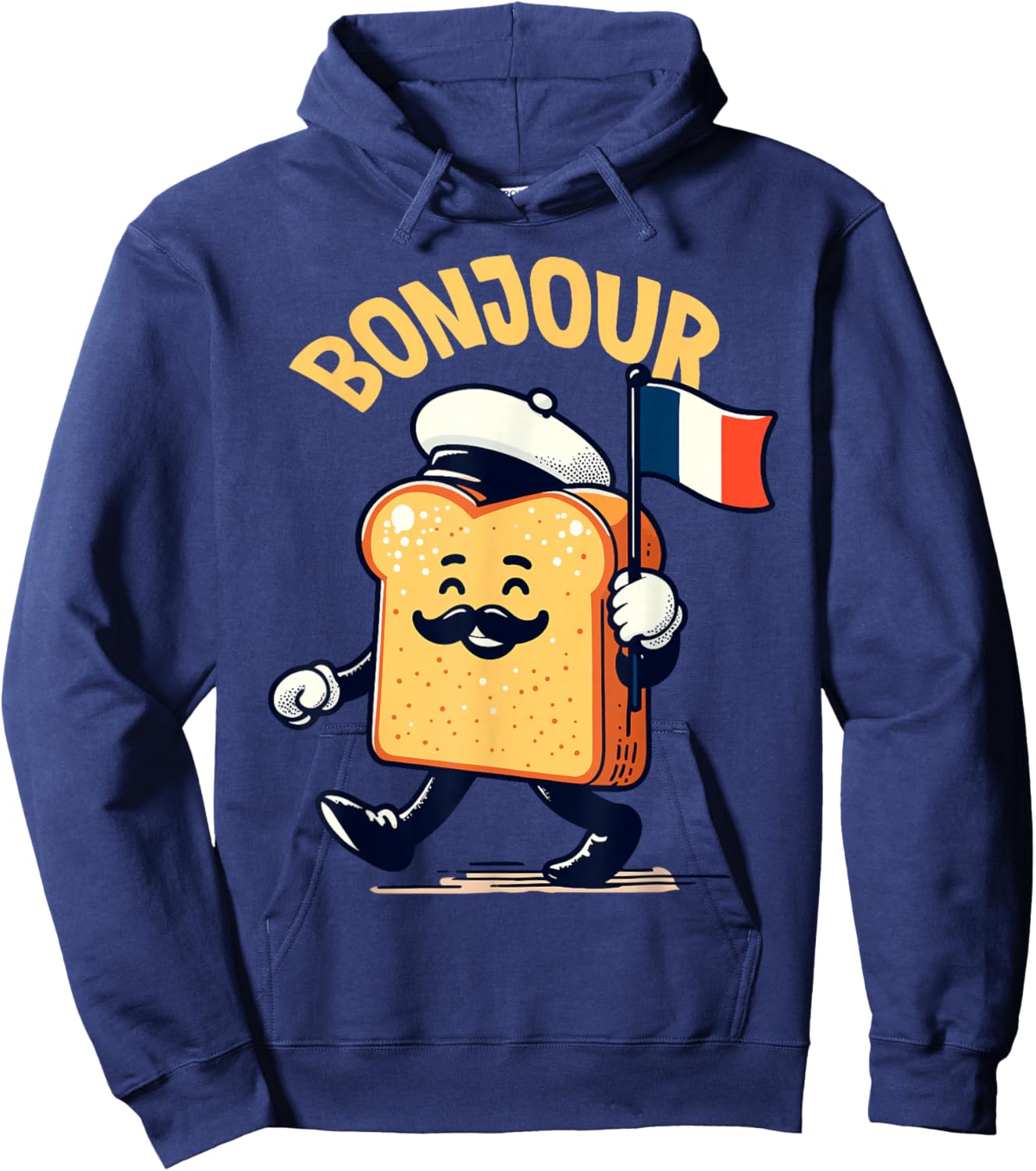 french bread toast bon jour cute kawaii French bread toast Hoodie - Hoodie | Navy