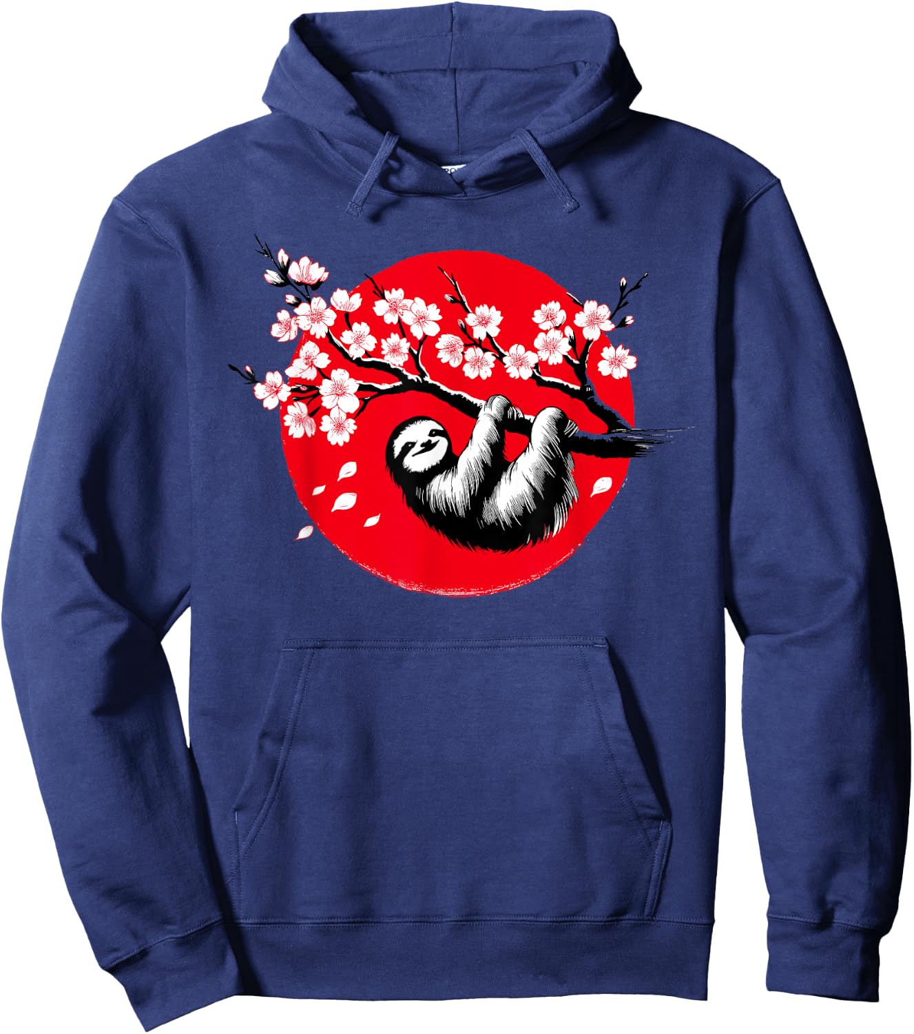 Kawaii Sloth Anime Japan Sakura Men Women Kids Funny Sloth Hoodie - Hoodie | Navy