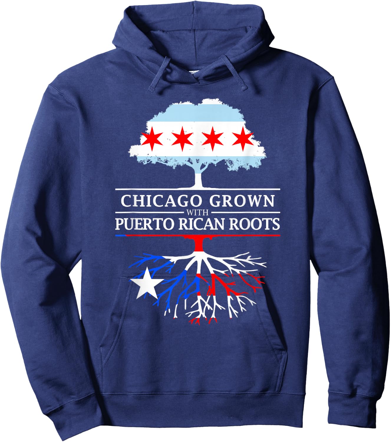Chicago Grown with Puerto Rican Roots - Puerto Rico Hoodie - Hoodie | Navy
