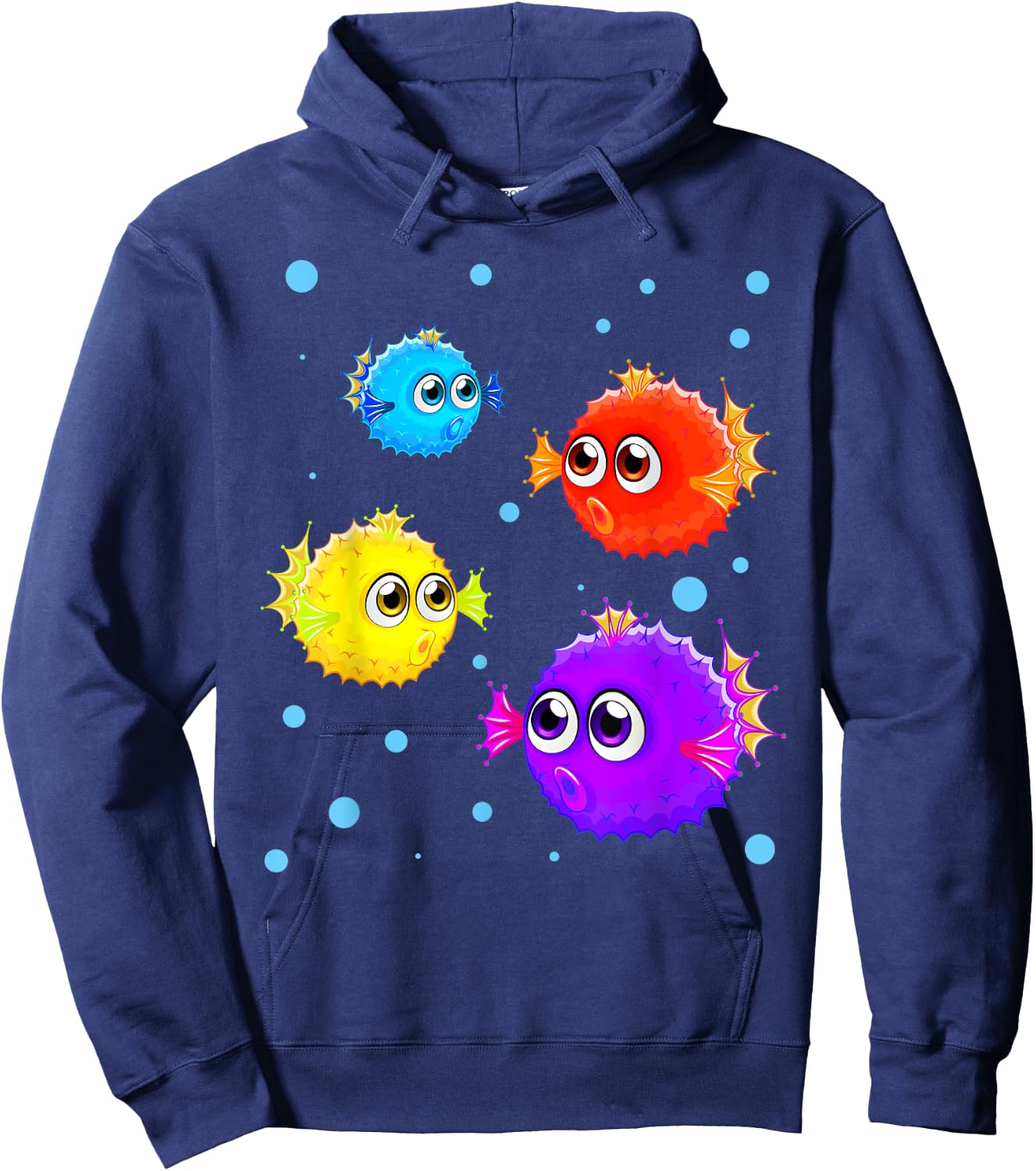 Colorful Puffer Fish Boys Girls Blowfishes Hoodie - Hoodie | Navy