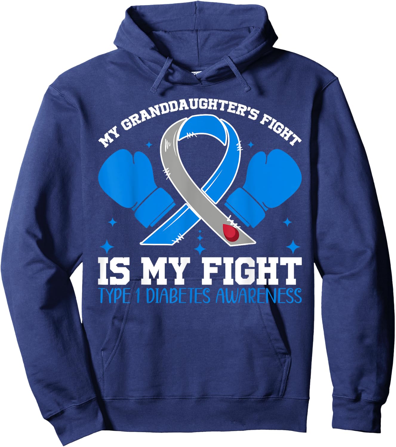 T1D Type One Diabetes Awareness Type 1 Grandma Granddaughter Hoodie - Hoodie | Navy