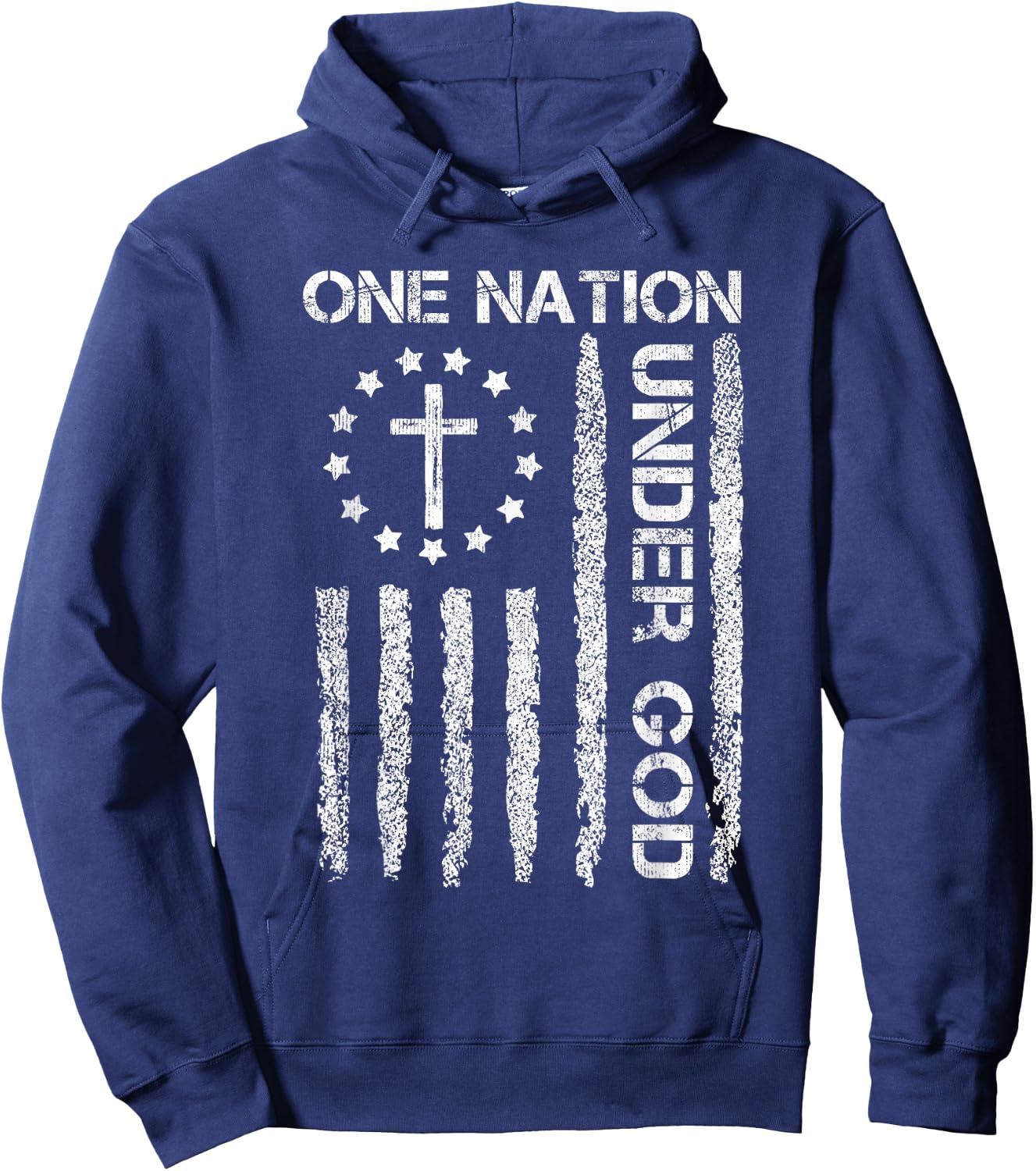 One Nation Under God USA Flag 4th July Christian Religious Men Hoodie - Hoodie | Navy