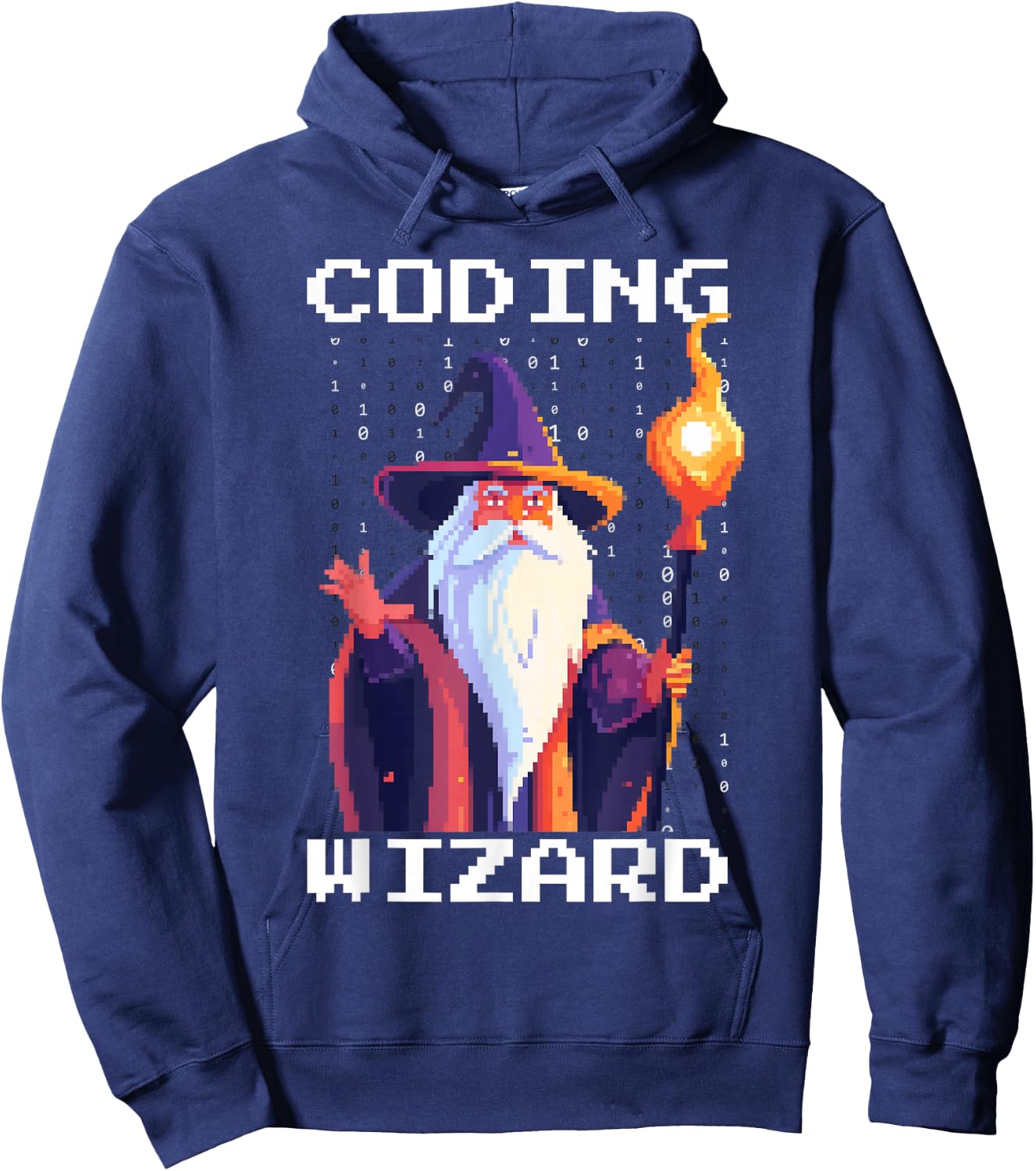Programmer 8-Bit Pixel Art Coder Coding Wizard Hoodie - Hoodie | Navy