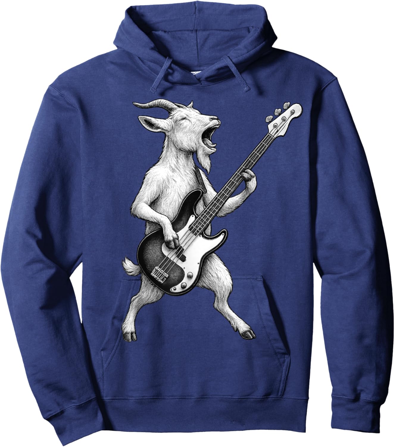 Goat Playing Bass Guitar Rock Music Animal Lover Hoodie - Hoodie | Navy