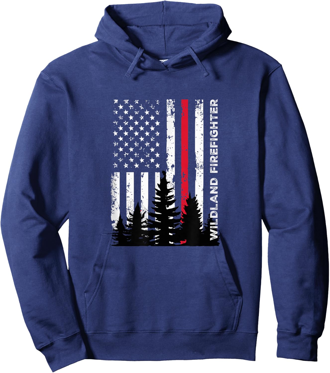 Fireman Patriotic American Flag Quote Wildland Firefighter Hoodie - Hoodie | Navy