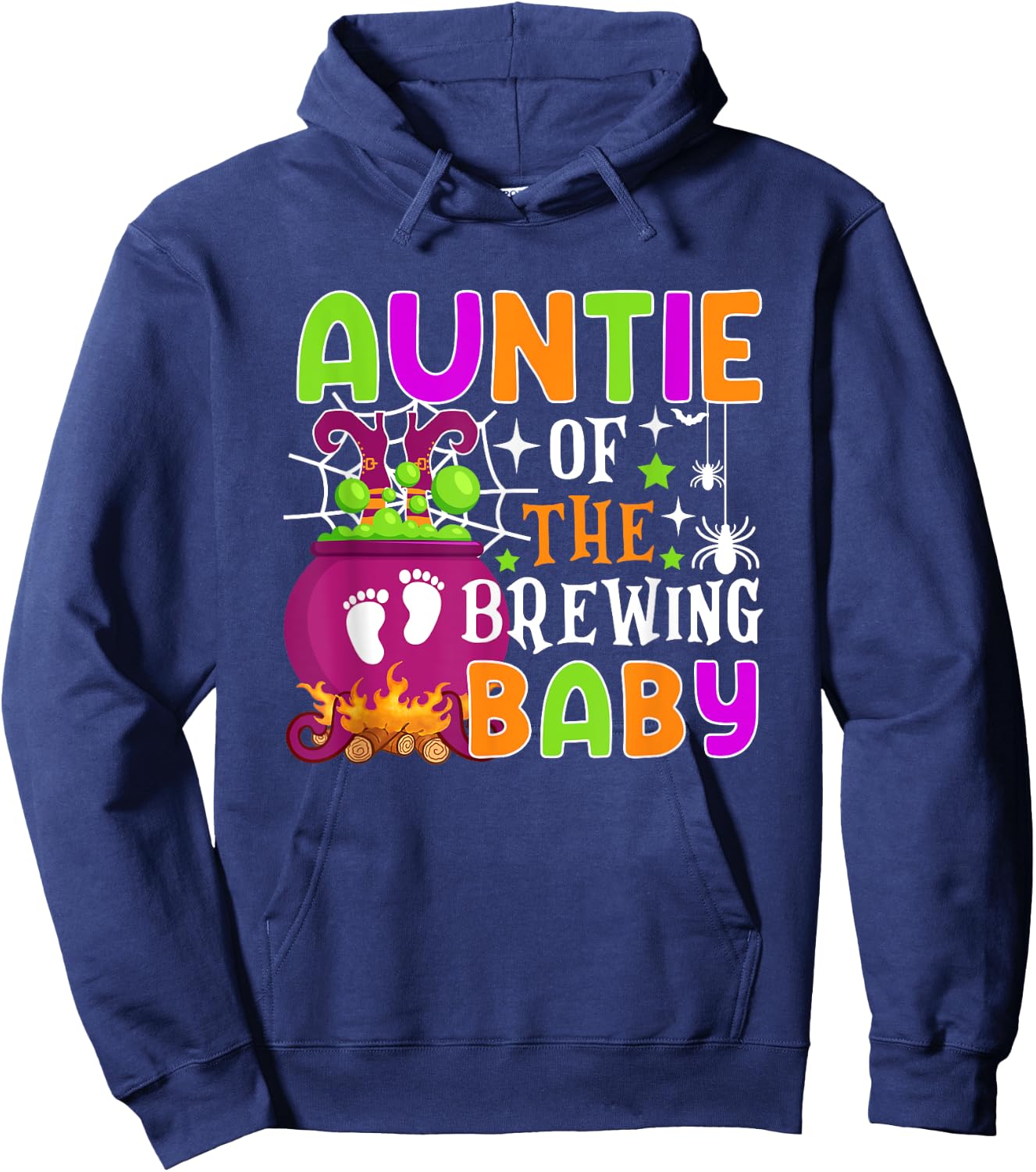 Auntie of Brewing Baby Halloween Theme Baby Shower Spooky Hoodie - Hoodie | Navy