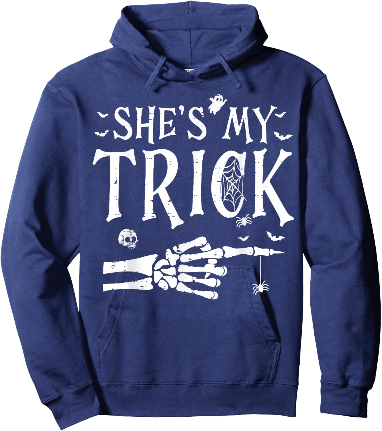 She's My Trick Skeleton Hand Halloween Costume Couples Hoodie - Hoodie | Navy
