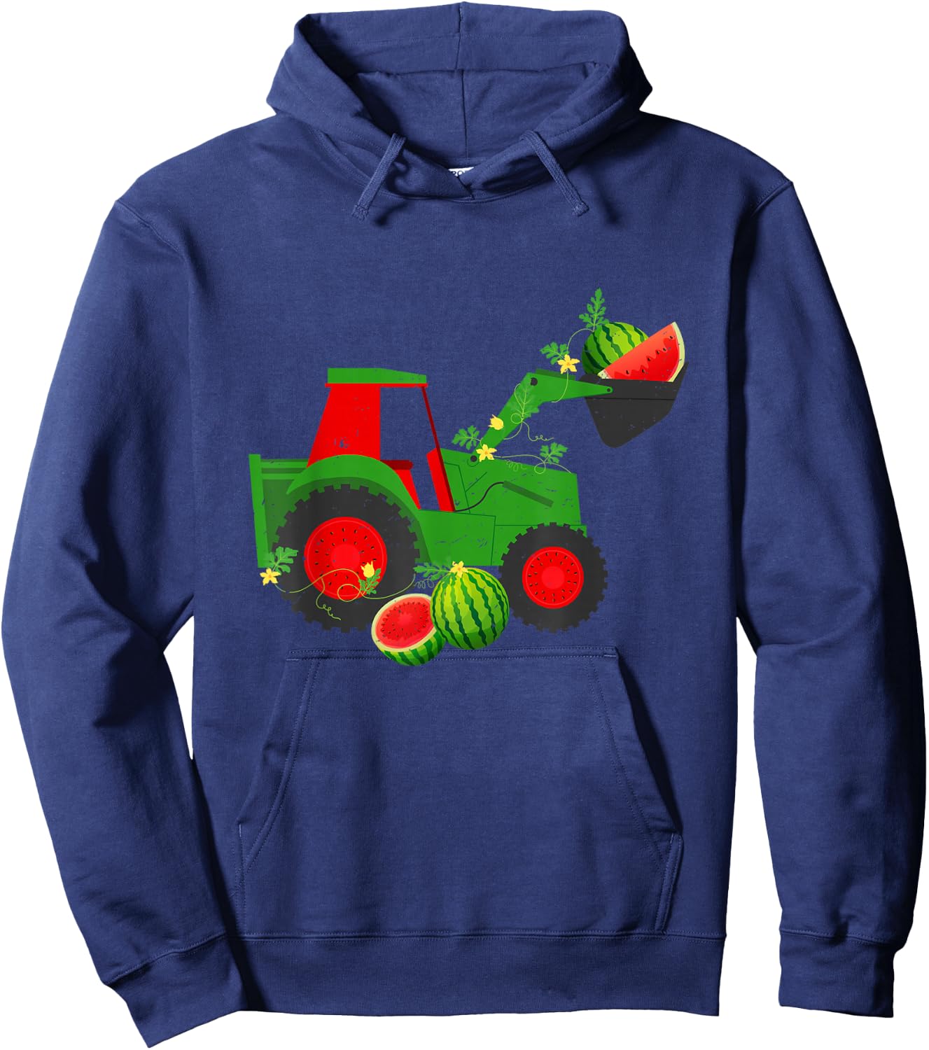 Farm Tractor Watermelon Summer Vacation Fruit Lover Kids Hoodie - Hoodie | Navy