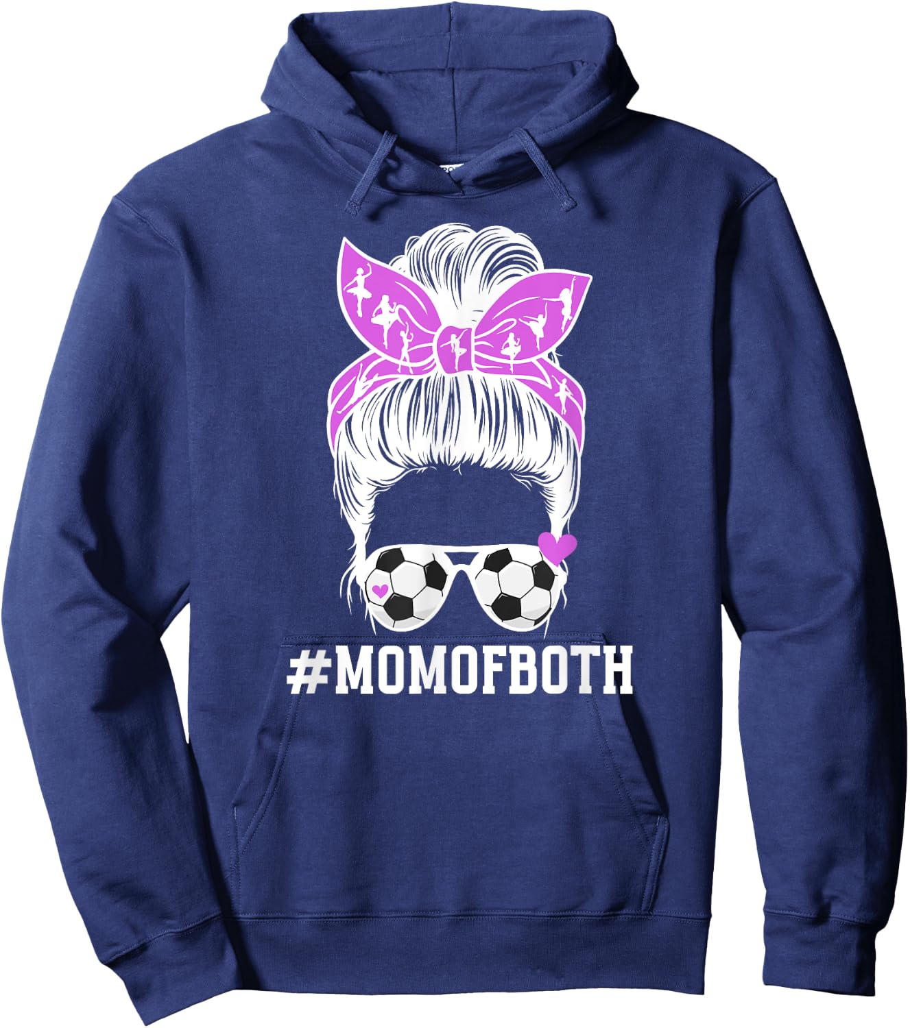 Mom Of Both Messy Bun Dancer & Soccer Player Mom Hoodie - Hoodie | Navy