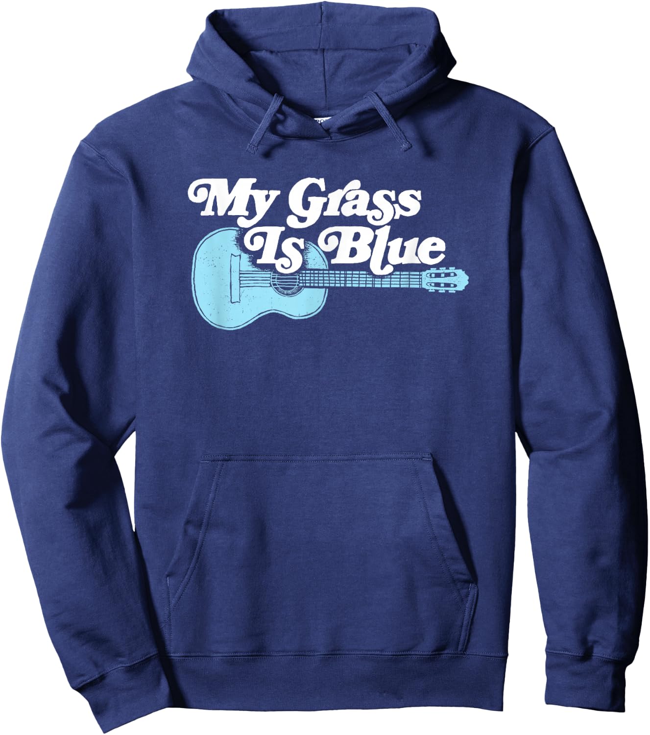 Vintage My Grass Is Blue Bluegrass Music Retro Guitar Hoodie - Hoodie | Navy