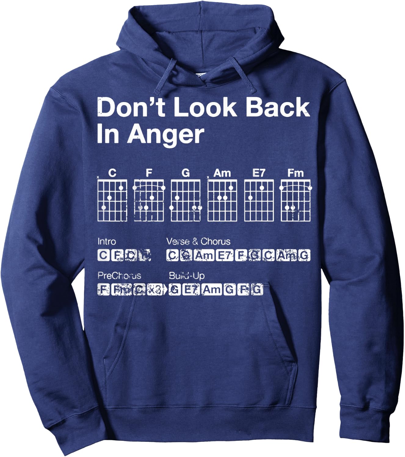 Vintage Guitar Chords Oasis Dont Look Back In Anger Hoodie - Hoodie | Navy