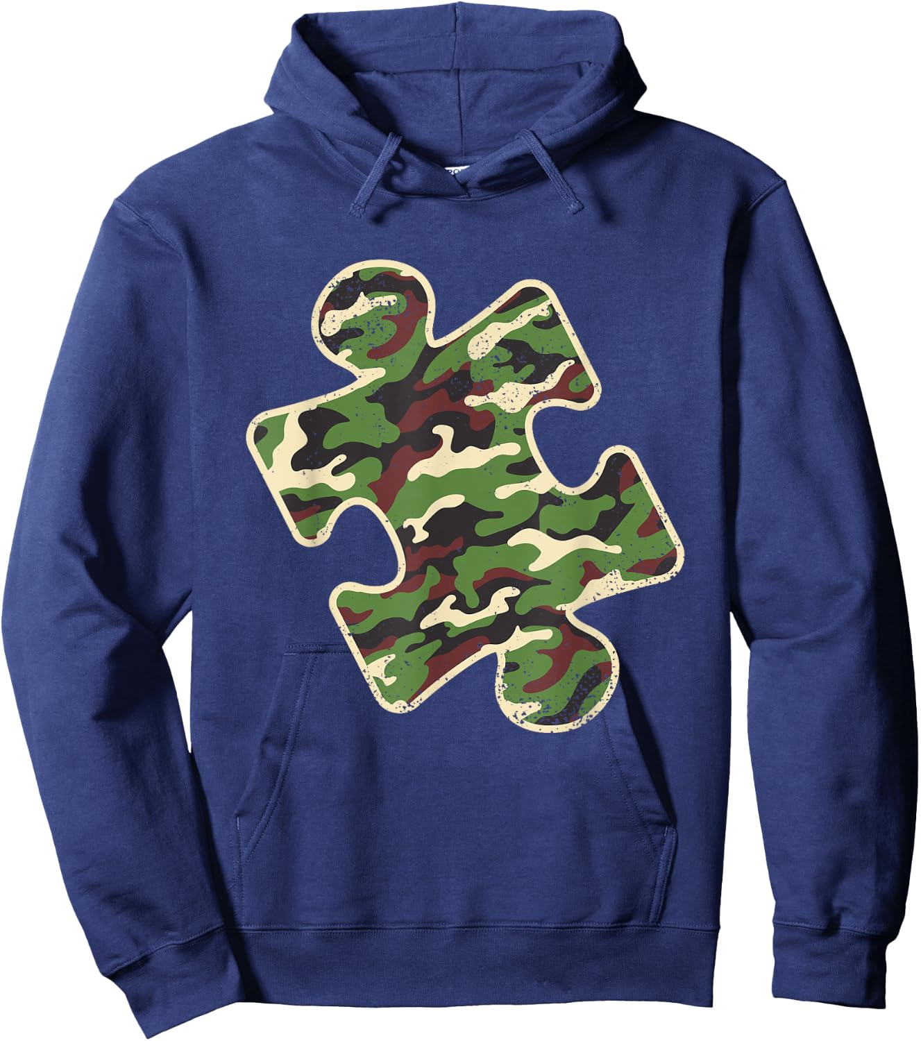 Autism Awareness Camo Puzzle Piece Vintage Camoflauge Hoodie - Hoodie | Navy