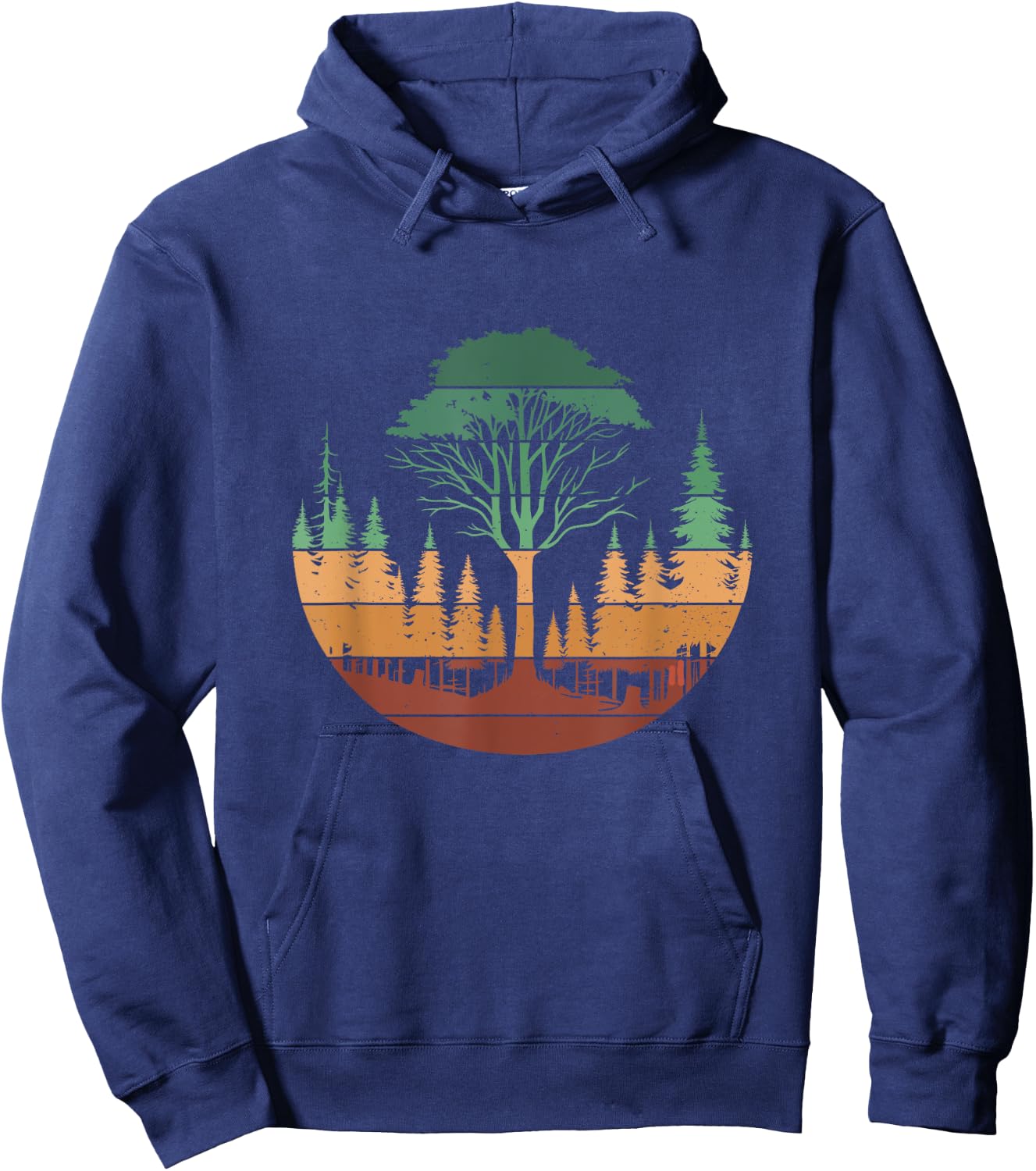 Trees Wildlife Nature Outdoors Retro Vintage Forest Hoodie - Hoodie | Navy