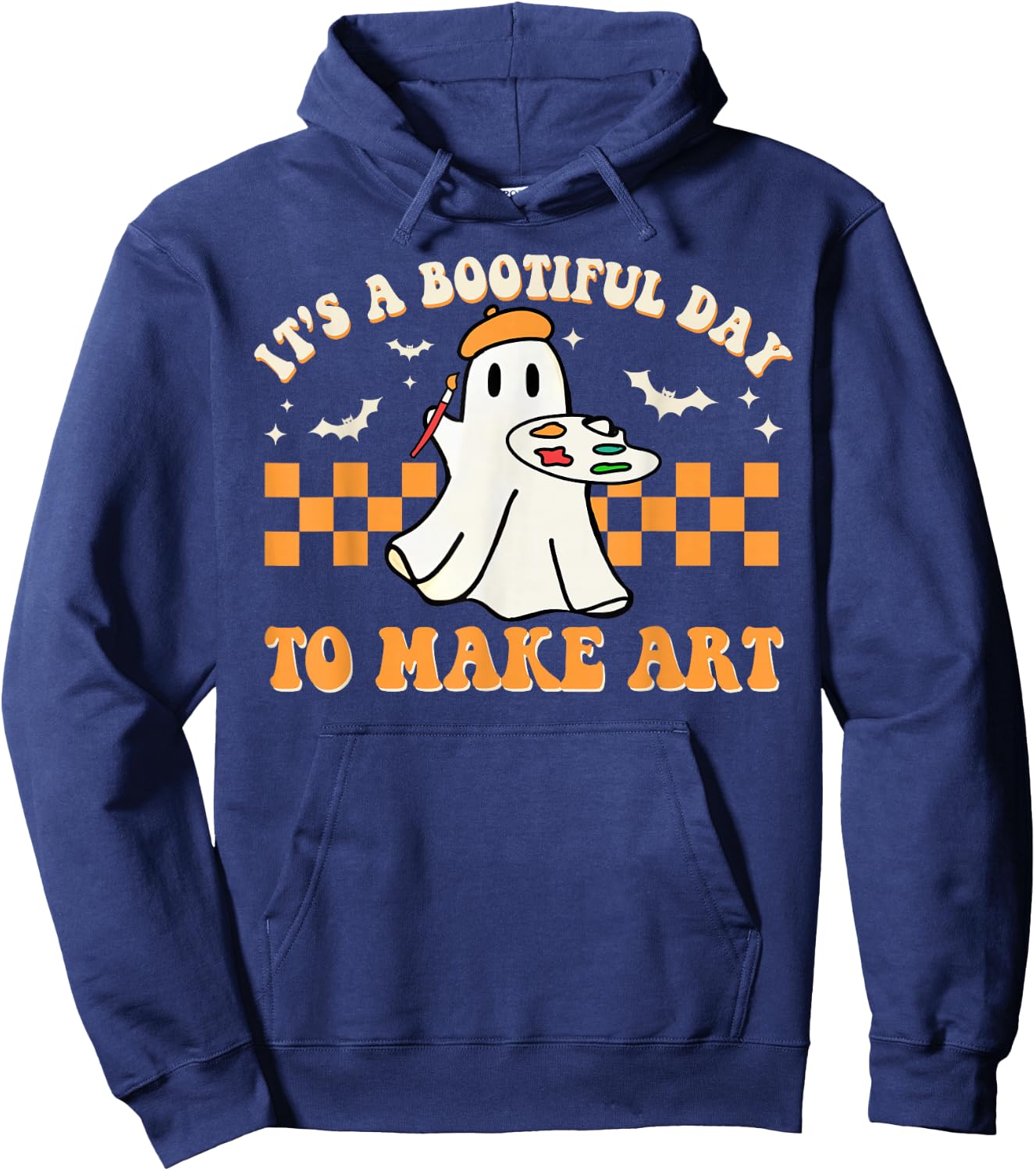 It's A Bootiful Day To Make Art Halloween Art Teacher Groovy Hoodie - Hoodie | Navy