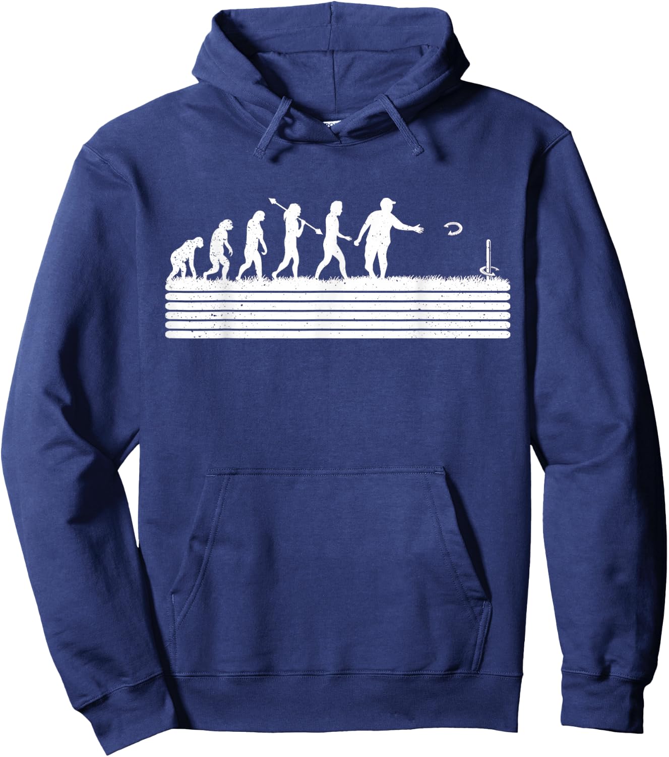 Horseshoe Pitching Evolution Funny Horseshoe Pitching Hoodie - Hoodie | Navy