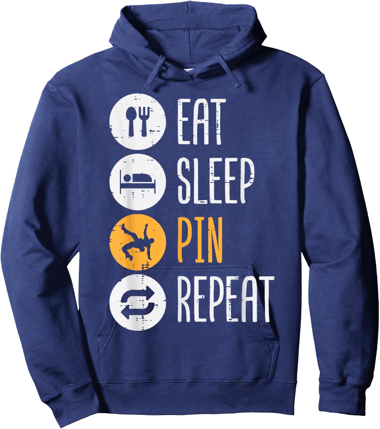 Wrestling Eat Sleep Pin Repeat Funny Wrestler Women Men Kids Hoodie - Hoodie | Navy