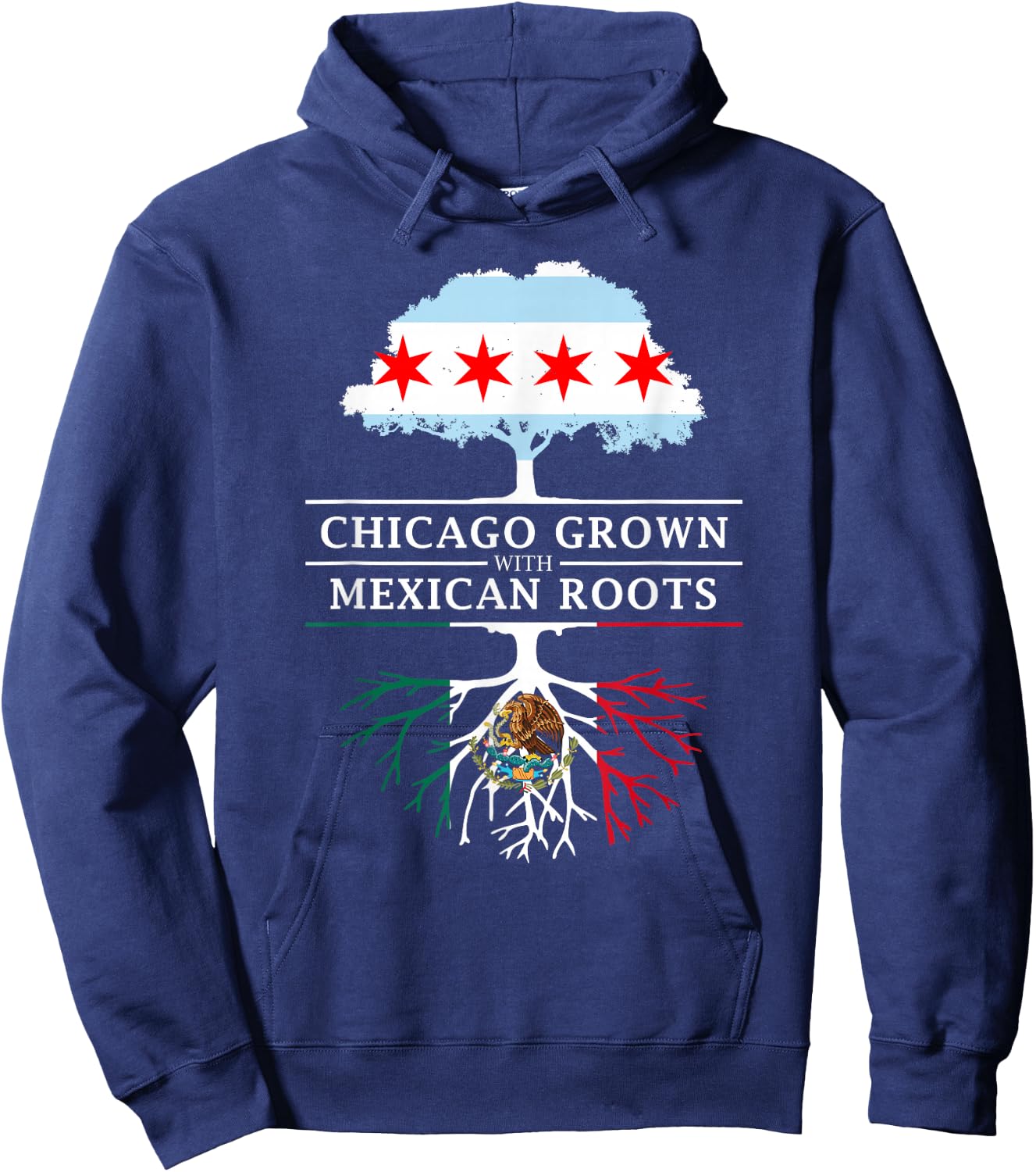 Chicago Grown with Mexican Roots - Mexico Hoodie - Hoodie | Navy