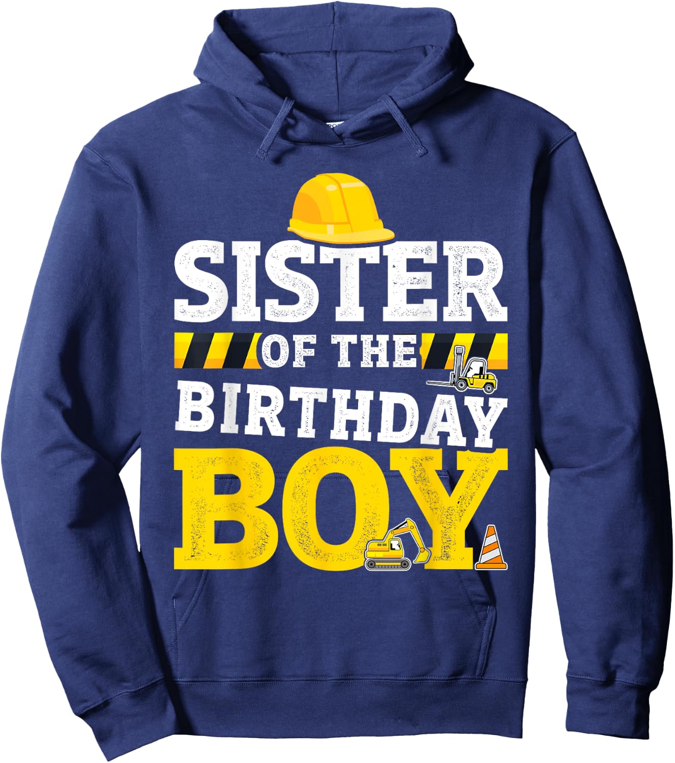 Sister of birthday boy matching family construction party Hoodie - Hoodie | Navy
