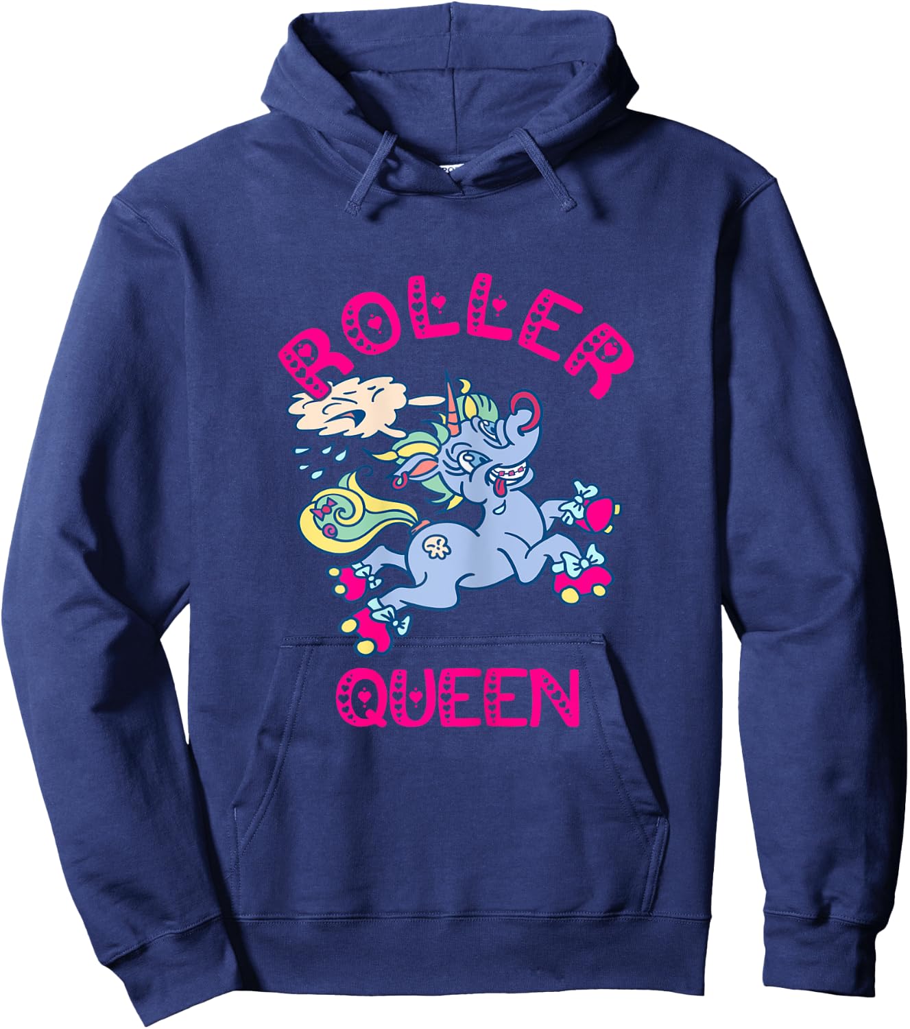 Roller Skates Queen Unicorn Roller Skating Skating Rink Hoodie - Hoodie | Navy