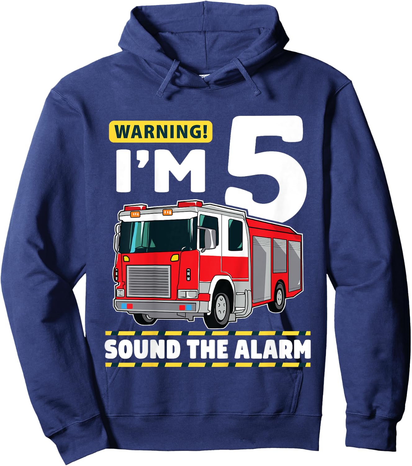 Kids Fire Truck 5 Year Old Firefighter 5th Birthday Boy Five Hoodie - Hoodie | Navy