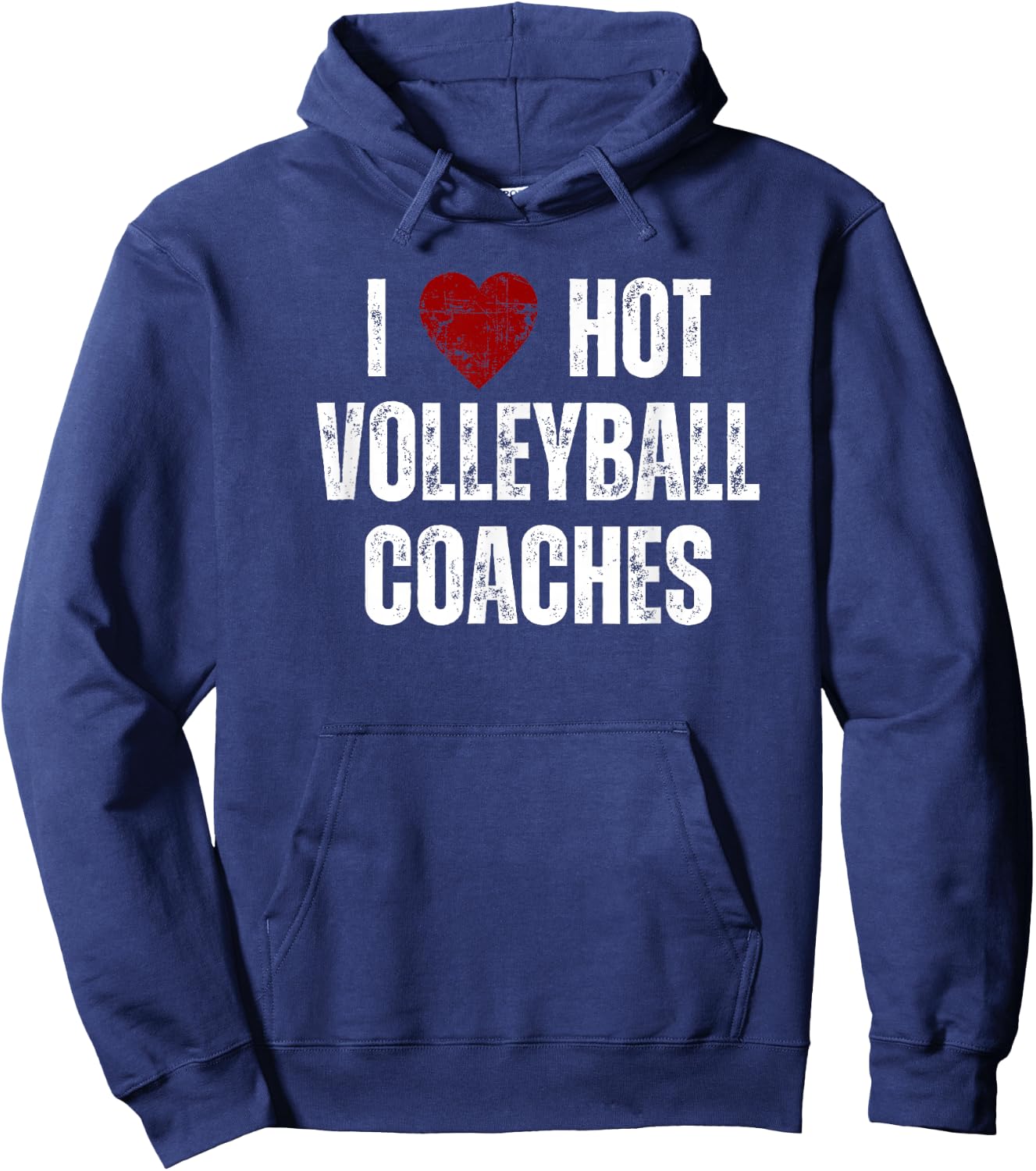 I Love Hot Volleyball Coaches Funny Red Heart Hoodie - Hoodie | Navy