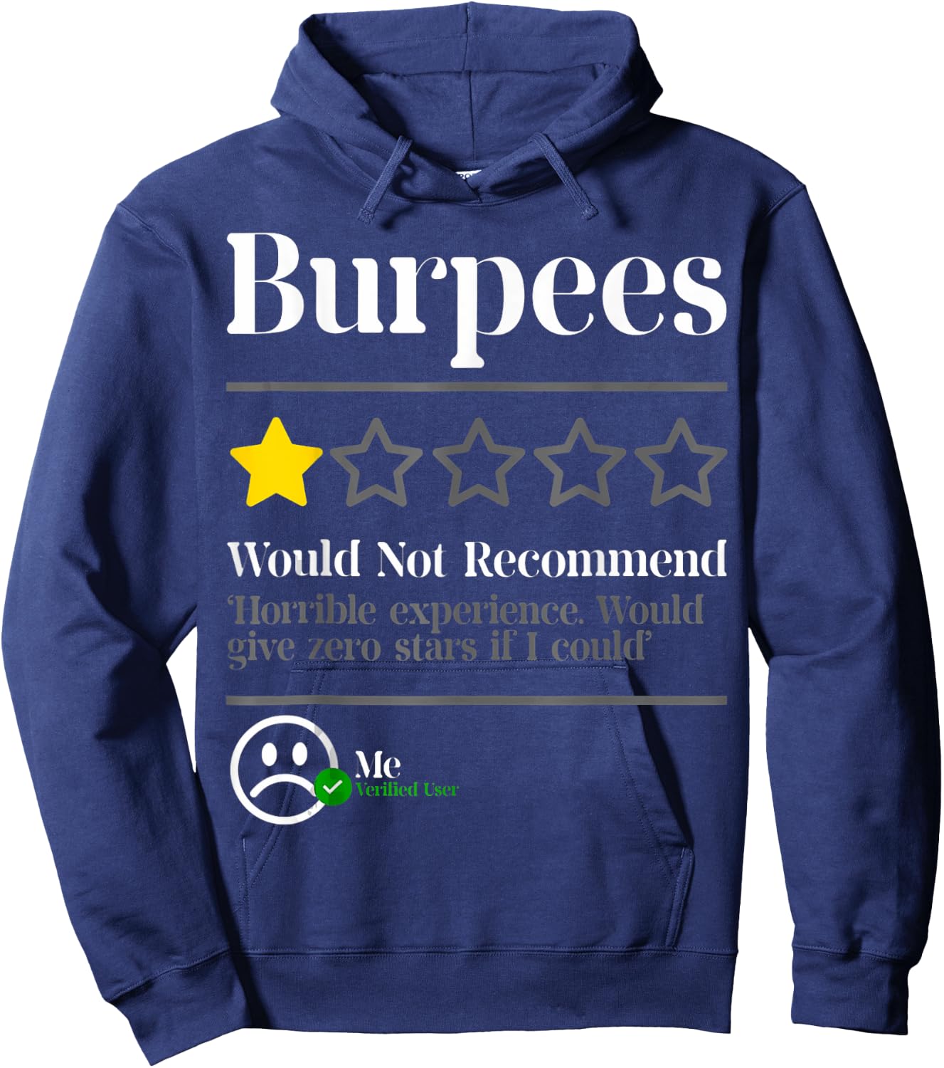 Burpees Do Not Recommend Star Rating Funny Gym Workout Hoodie - Hoodie | Navy