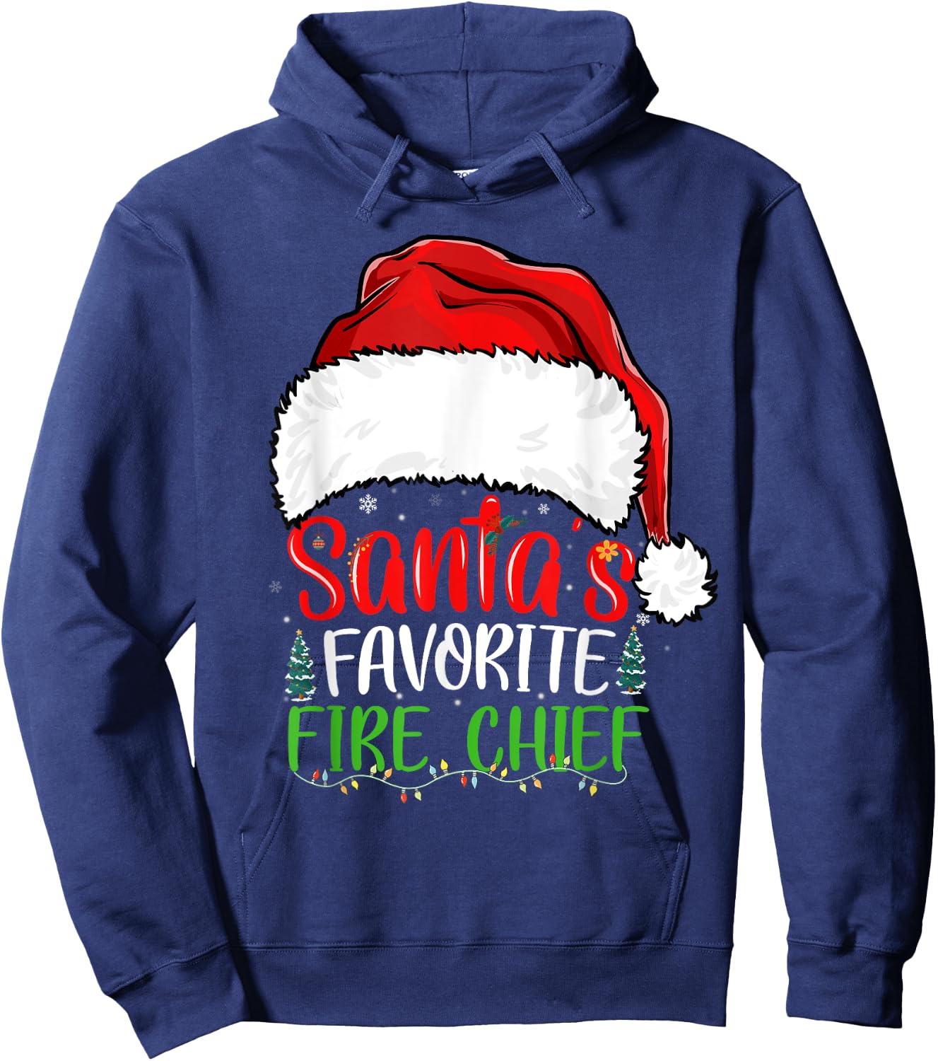 Santa's Favorite Fire Chief Funny Christmas Firefighter Hoodie - Hoodie | Navy