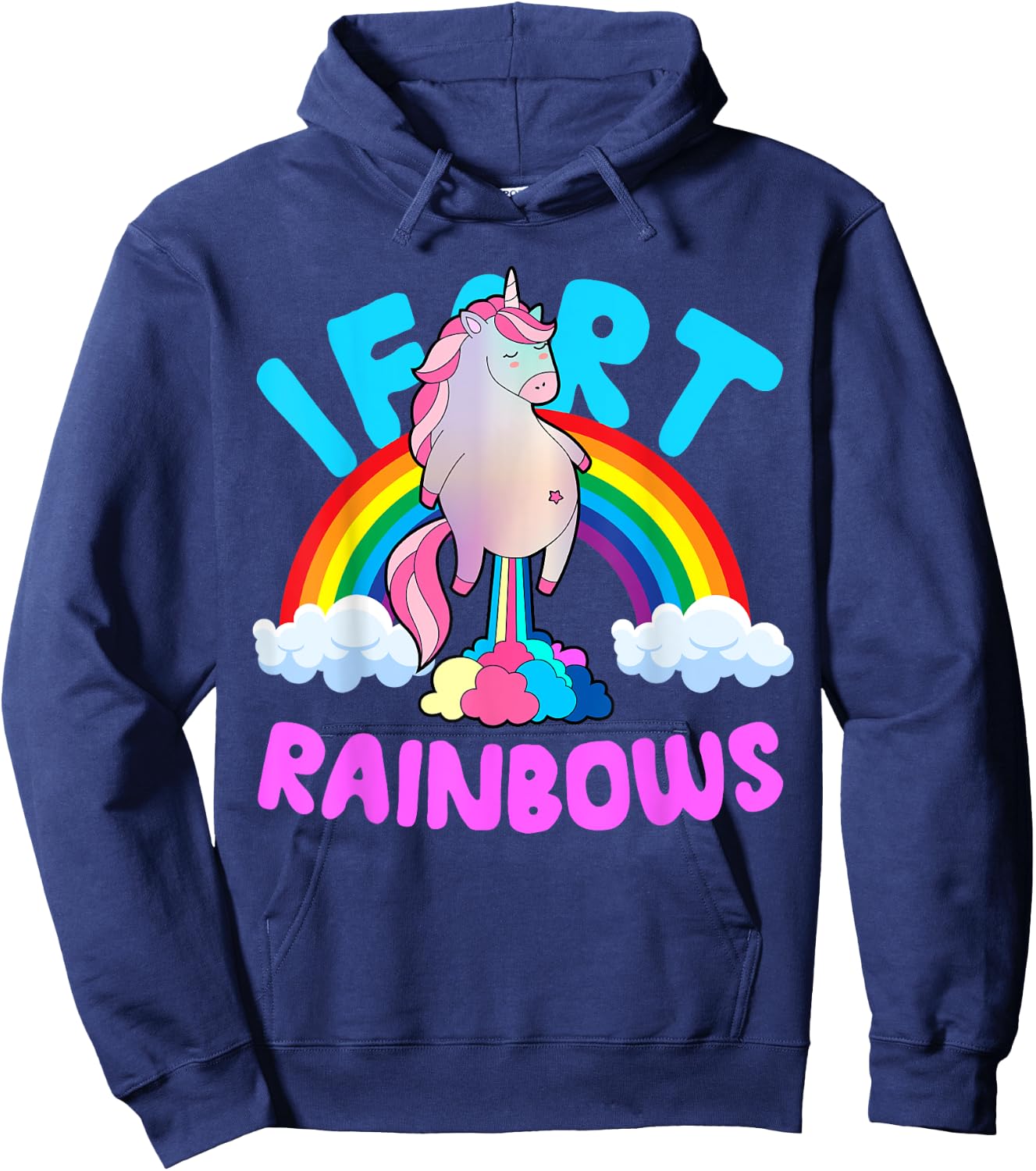 Kids Unicorn I Fart Rainbows Funny Cute Sarcastic Humor Hoodie - Hoodie | Navy