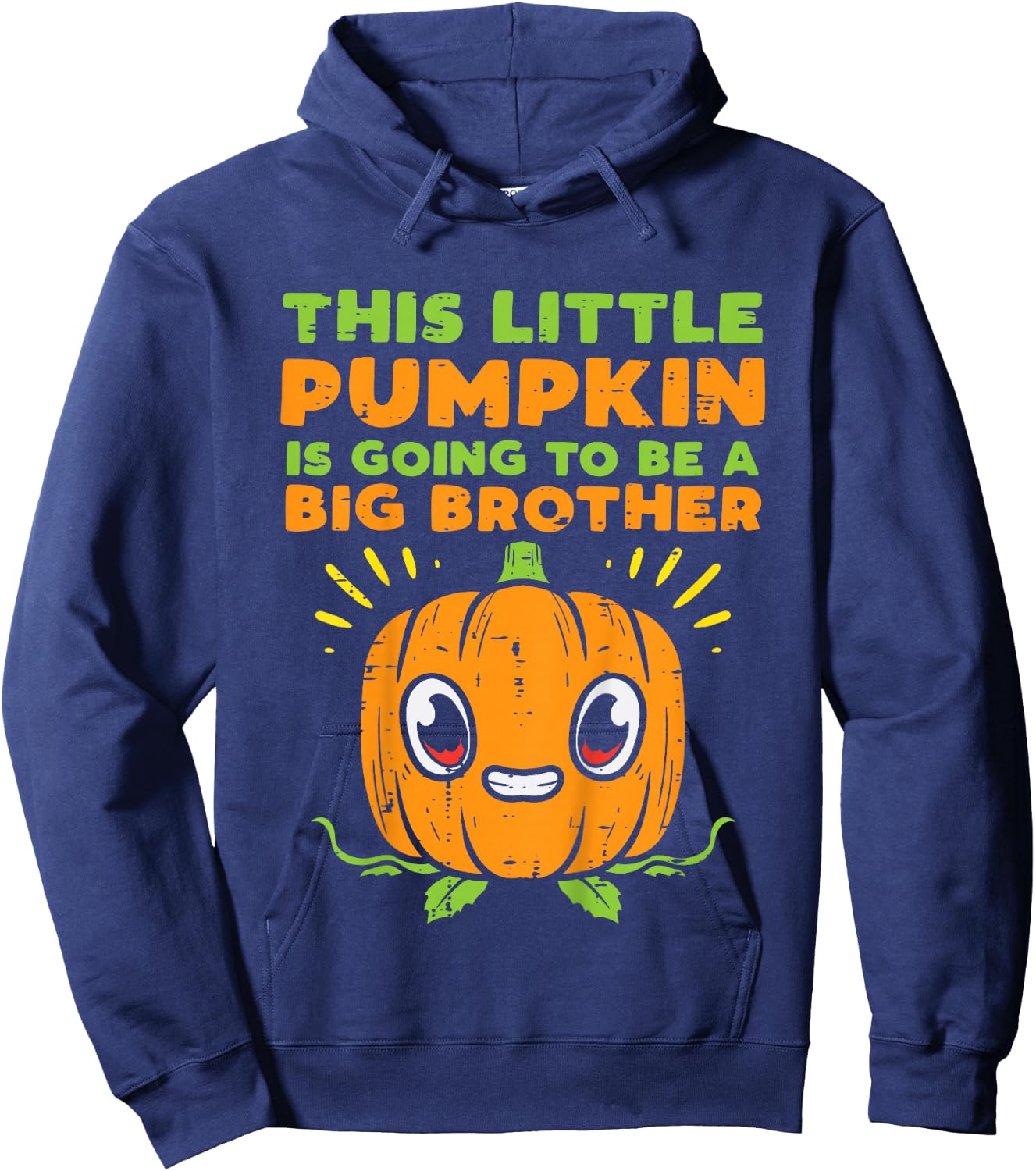 Kids Pumpkin Big Brother Baby Halloween Pregnancy Announcement Hoodie - Hoodie | Navy