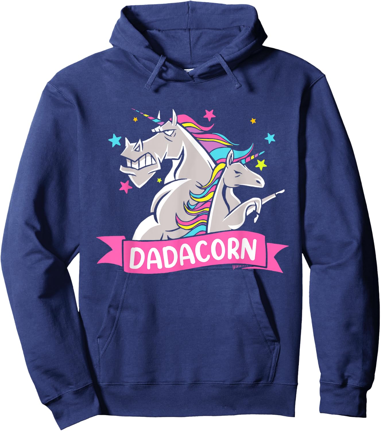 Fathers Day Gift Unicorn Dad Shirt Funny Dadacorn Kids Men Hoodie - Hoodie | Navy