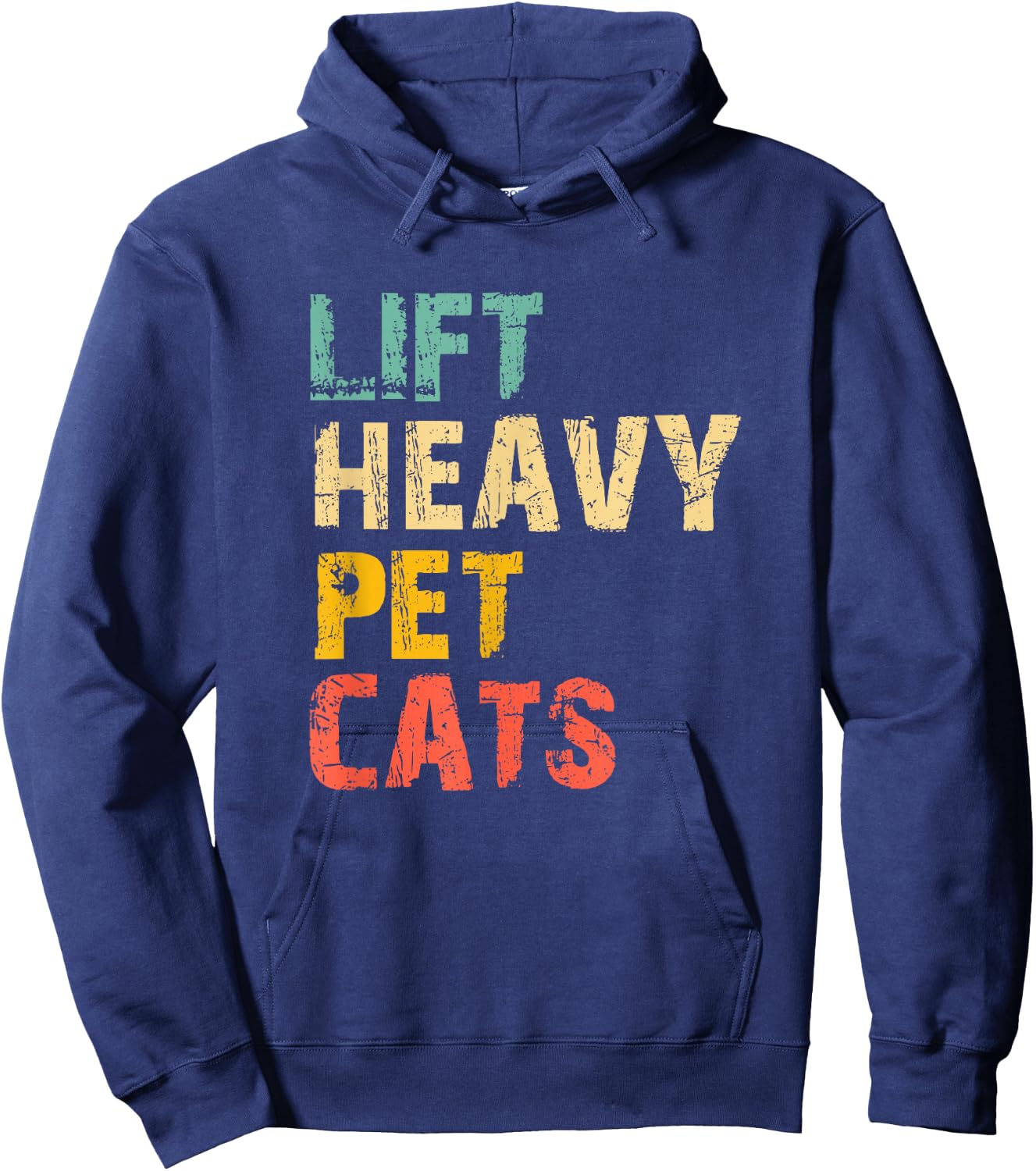 Lift Heavy Pet Cats Gym Workout Weight Lifting Funny Vintage Hoodie - Hoodie | Navy