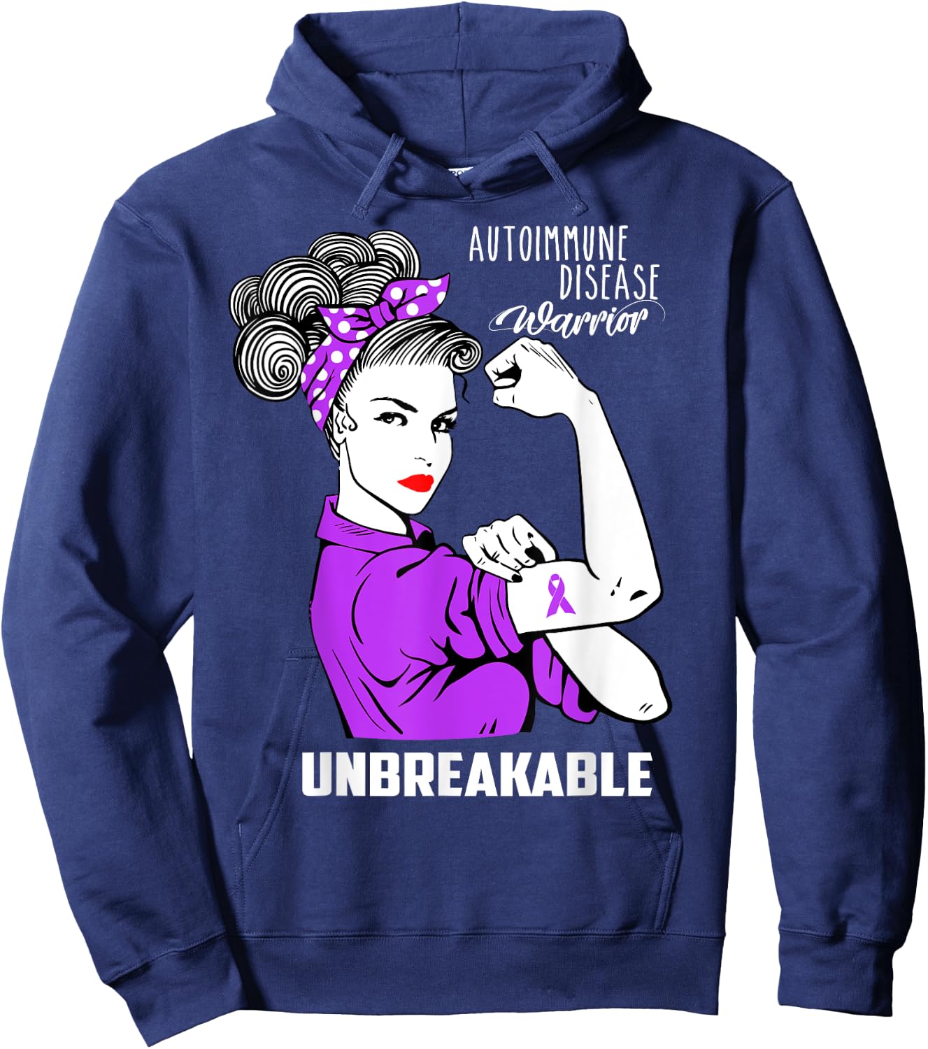 Autoimmune Disease Warrior Unbreakable Shirt Awareness Gift Hoodie - Hoodie | Navy