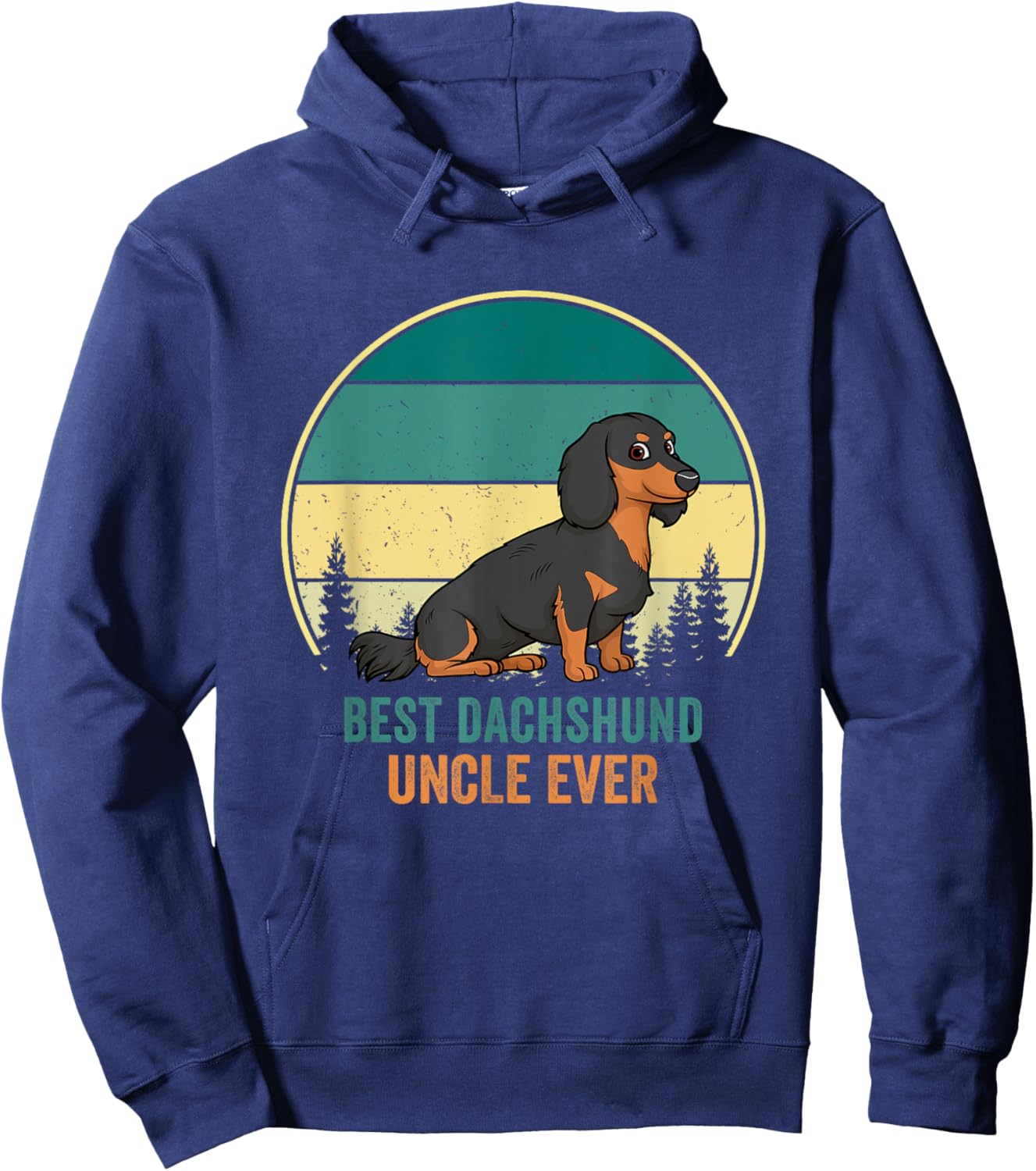 Best Dachshund Uncle Ever Retro Vintage Weiner Dog Hoodie - Hoodie | Navy