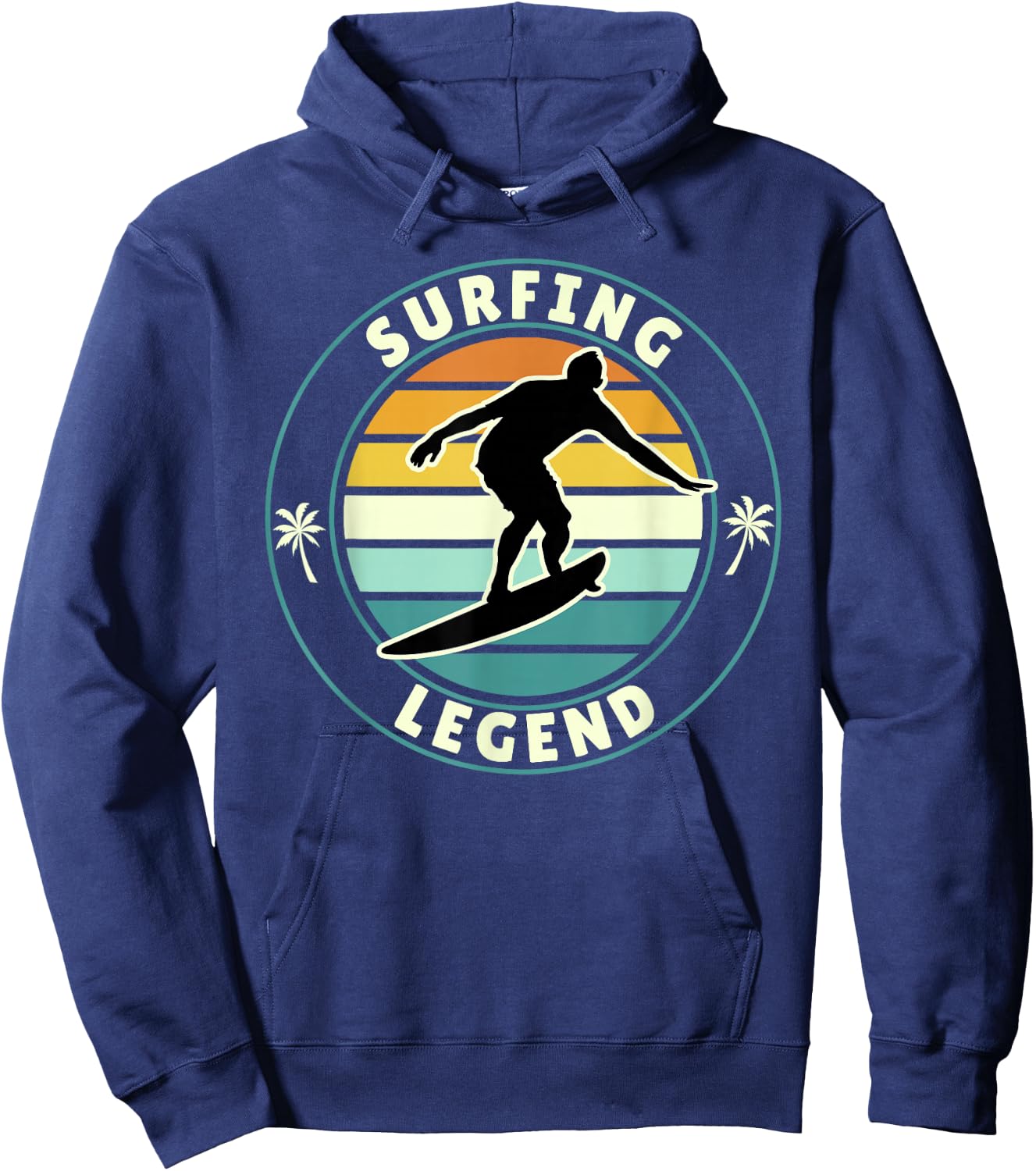 Surfing Legend Retro Vintage Surfer Beach Sunset Artwork Hoodie - Hoodie | Navy