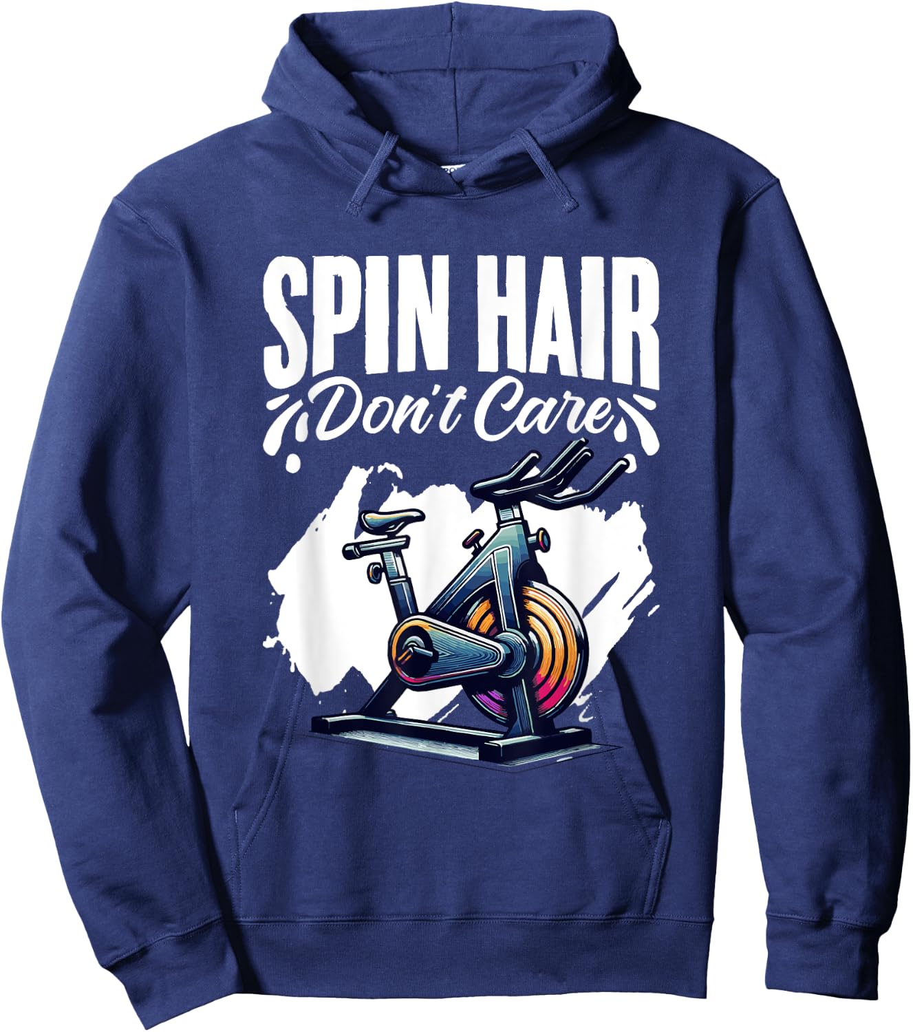 Spin Hair Don't Care Spinning Workout Cyclist Spin Class Hoodie - Hoodie | Navy