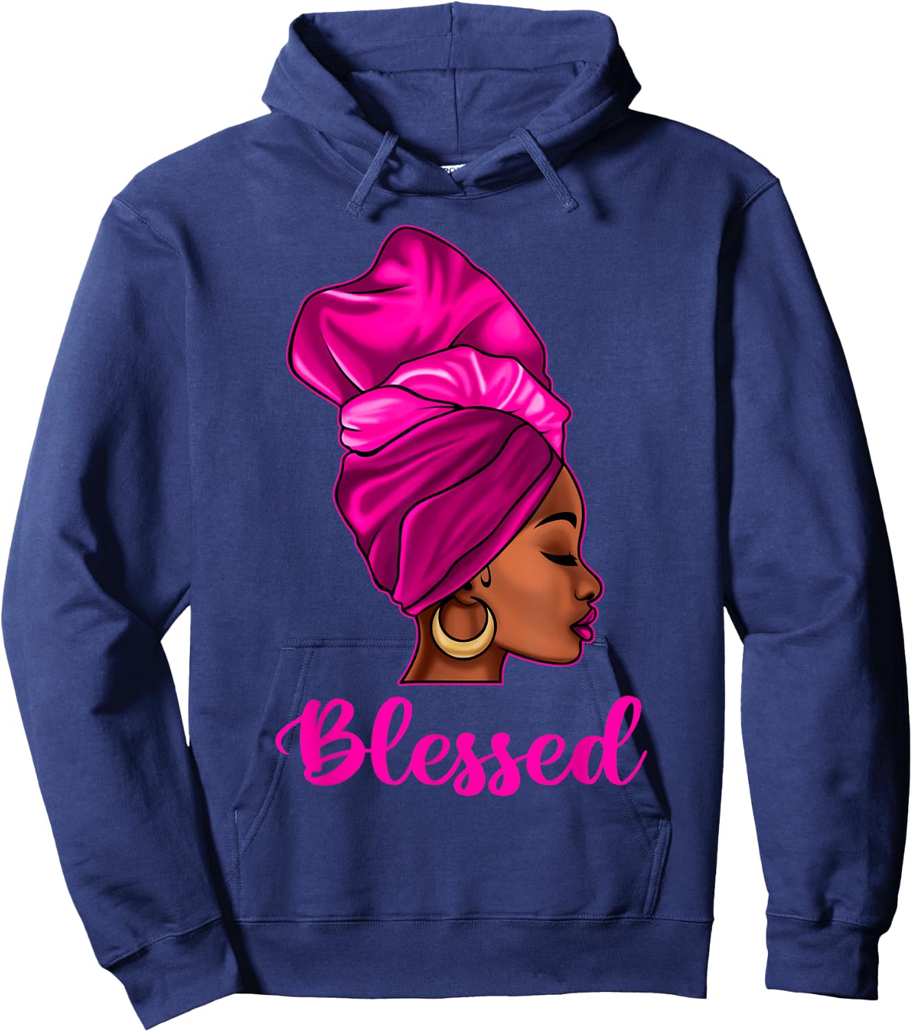 Blessed African American Black Women Headwrap Girl Christian Hoodie - Hoodie | Navy