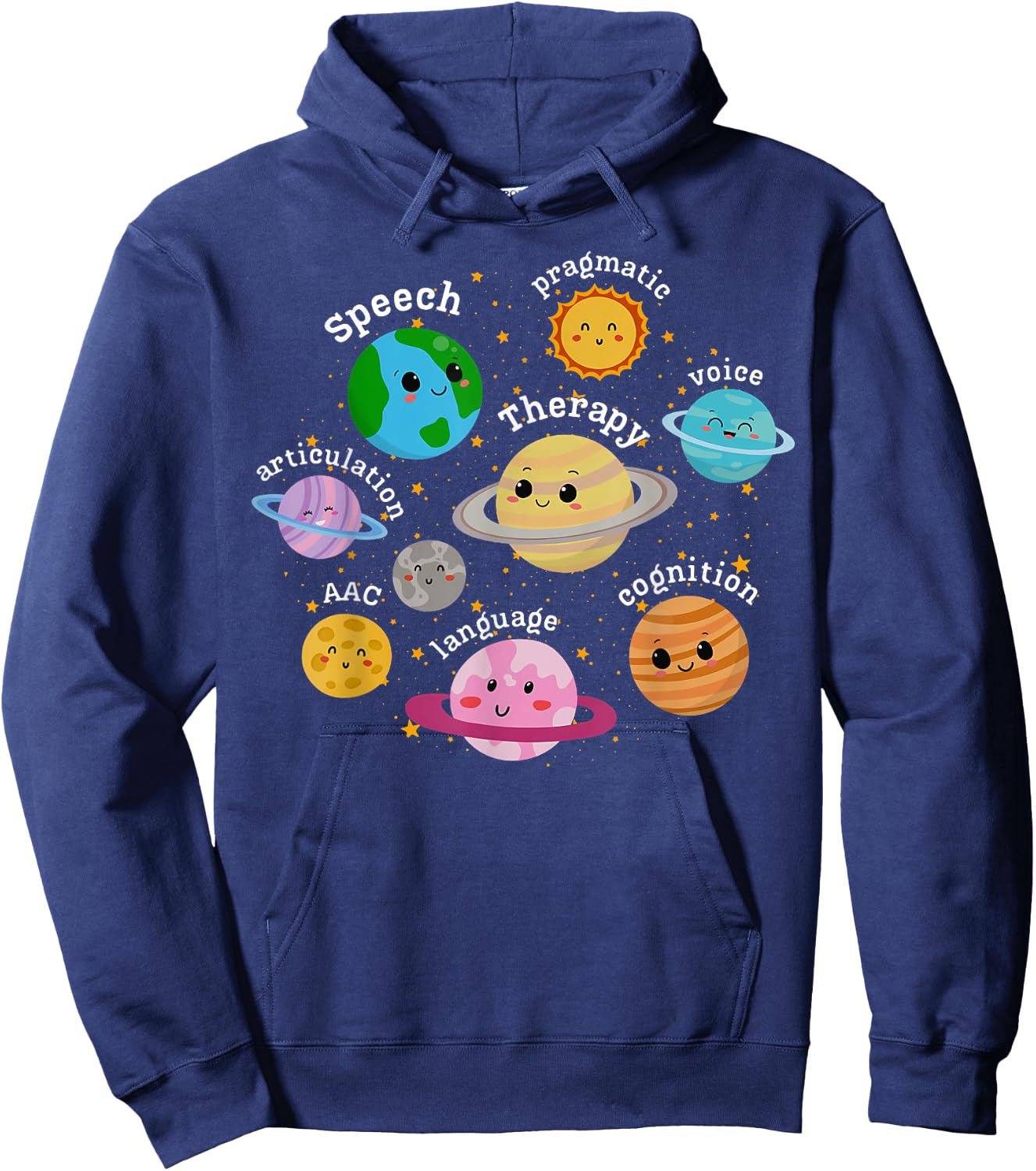 SLP System Planets Speech Language Pathologist Outer Space Hoodie - Hoodie | Navy