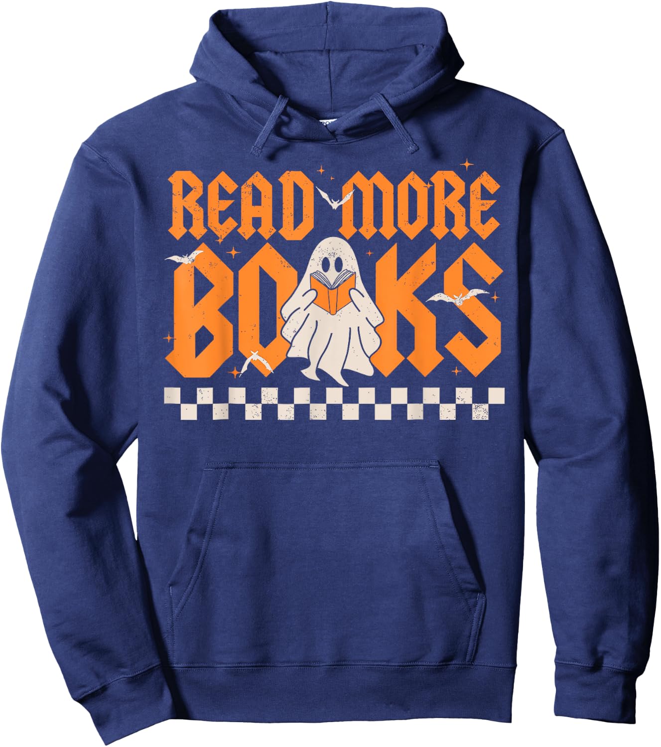 Groovy Booooks Ghost Read More Books Funny Teacher Halloween Hoodie - Hoodie | Navy