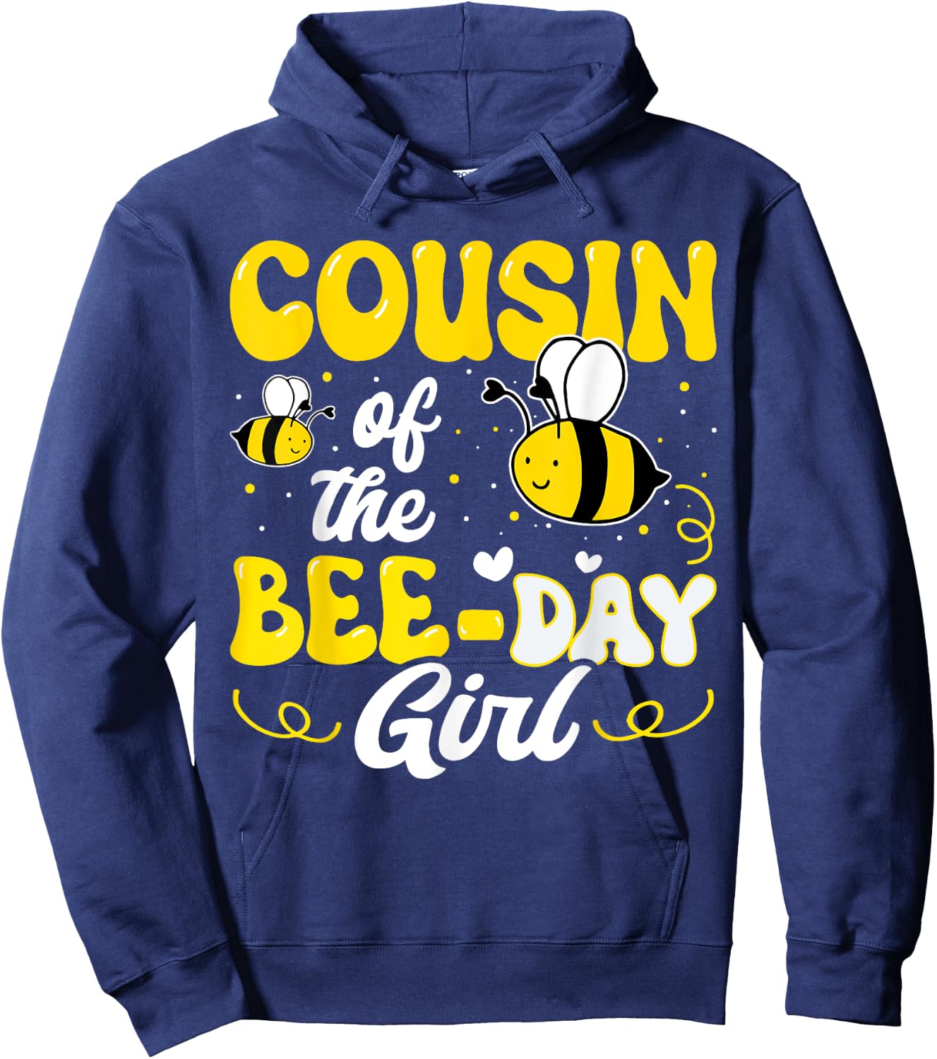 Cousin of The Bee Day Girl Bee Birthday Party Theme Groovy Hoodie - Hoodie | Navy